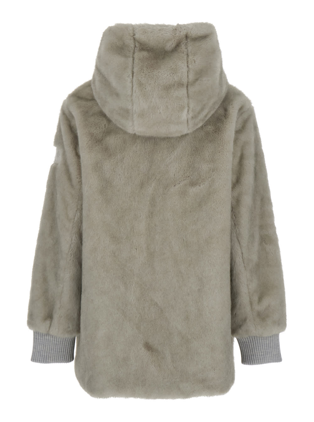 Tatras Arabis Grey Jacket With Fixed Hood And Logo Patch On The Sleeve In Faux Fur Woman In Gray