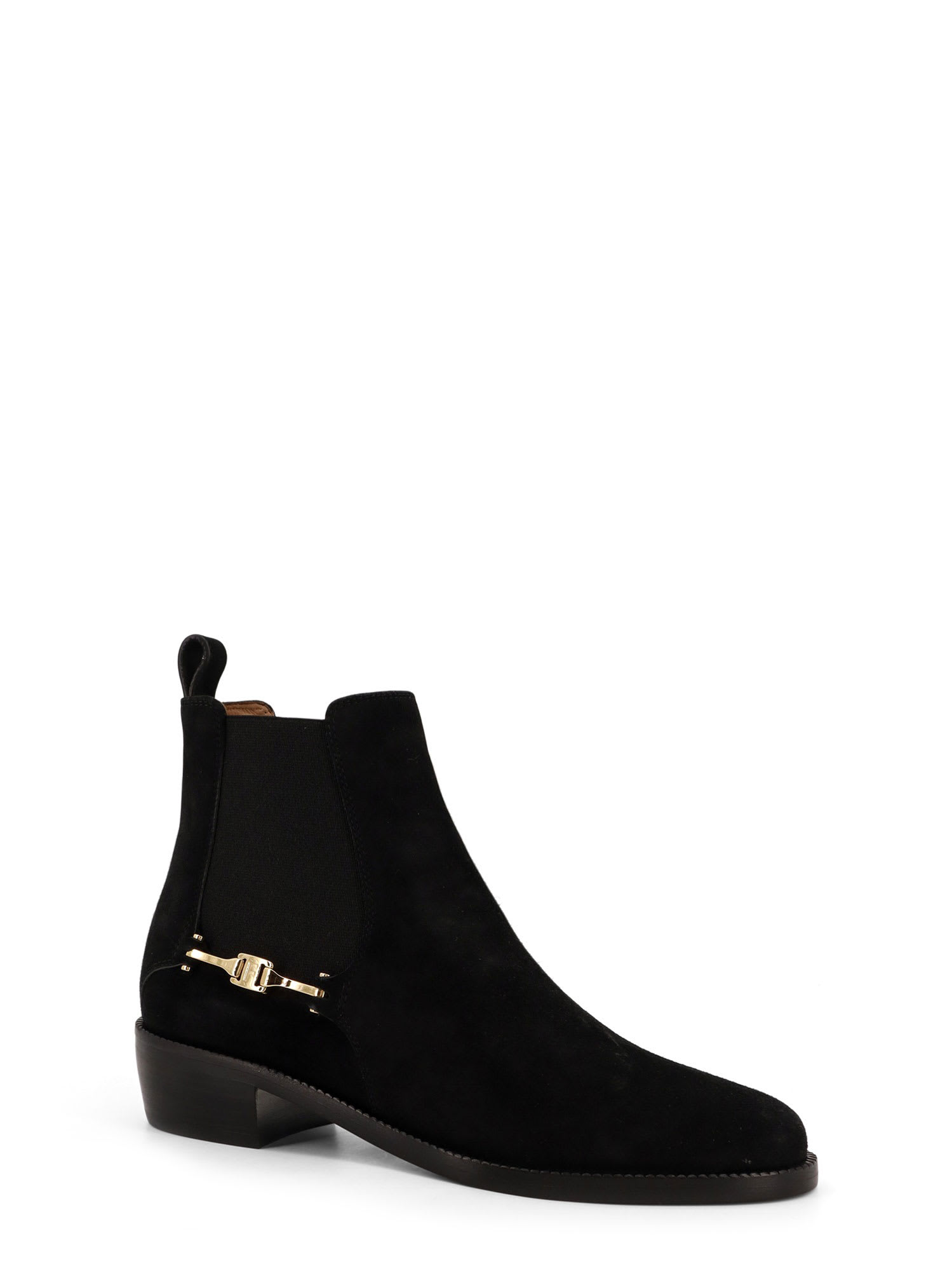Ferragamo Suede Chelsea Ankle Boots With Elastic Band In Black