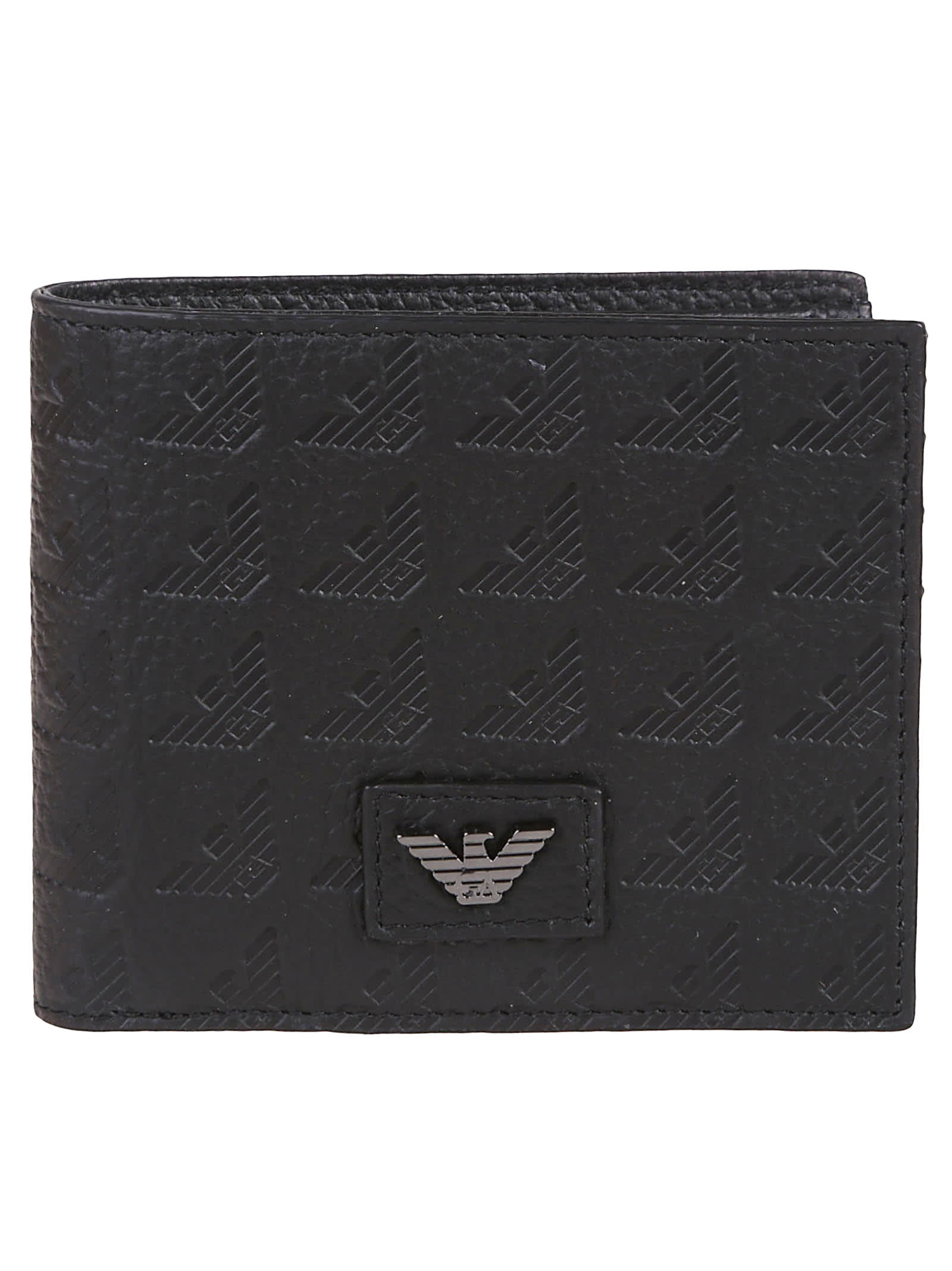 Emporio Armani Embossed Eagle All Over Wallet In Black