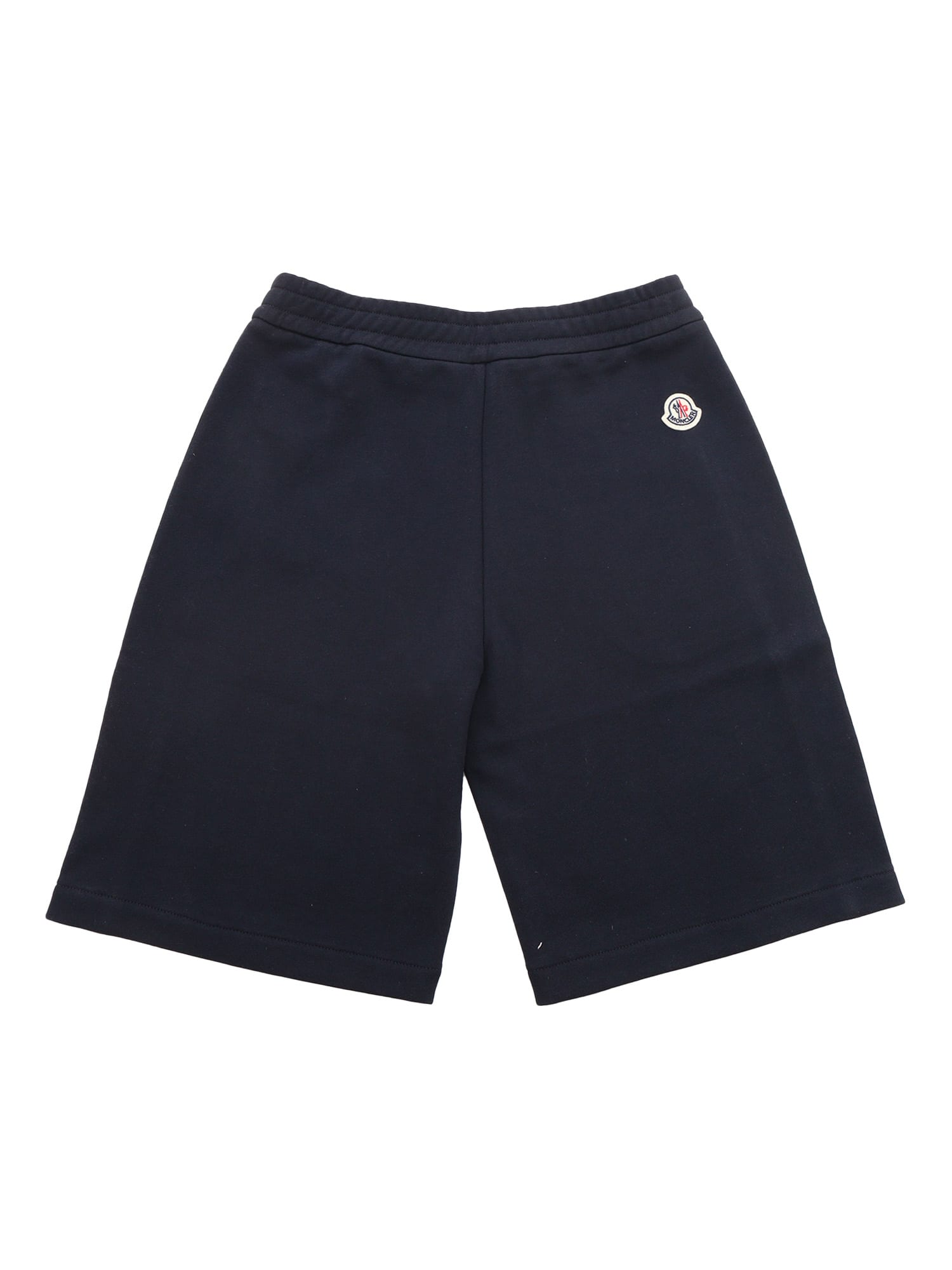 Shop Moncler Cotton Fleece Shorts In Blue