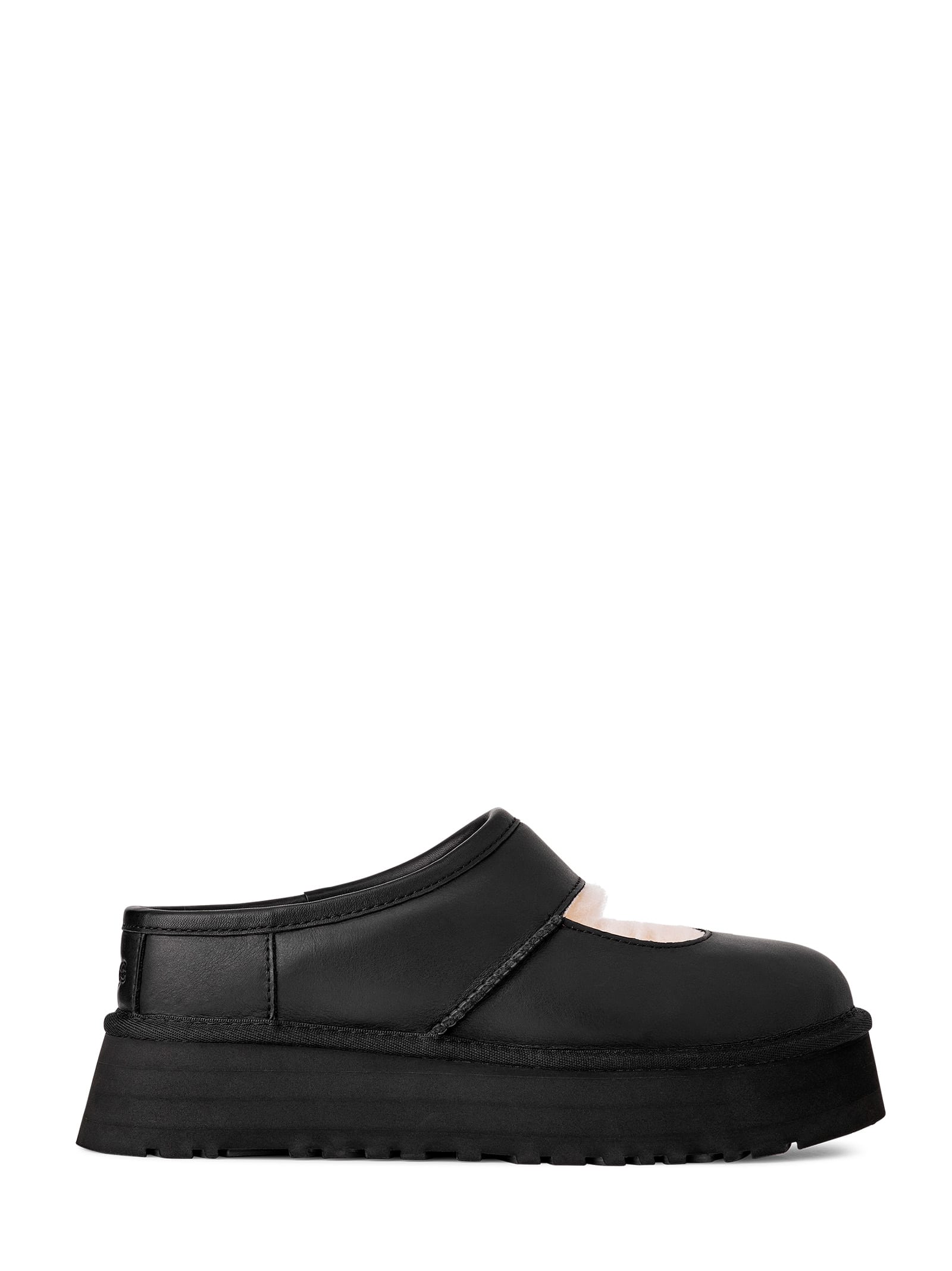 Ugg Bea Platform Leather Mules In Black