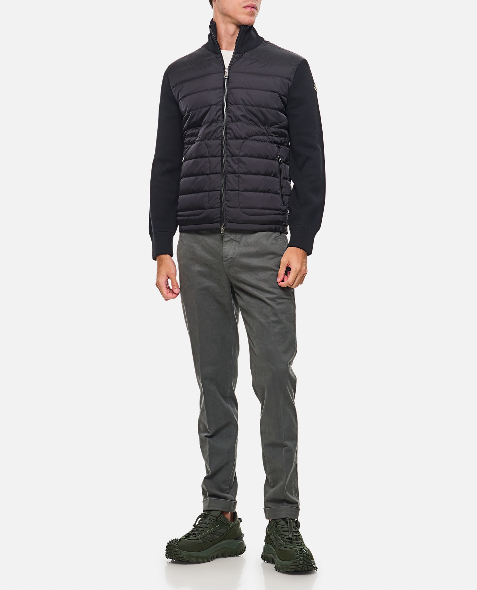 Moncler Zip Up Padded Jacket In Black