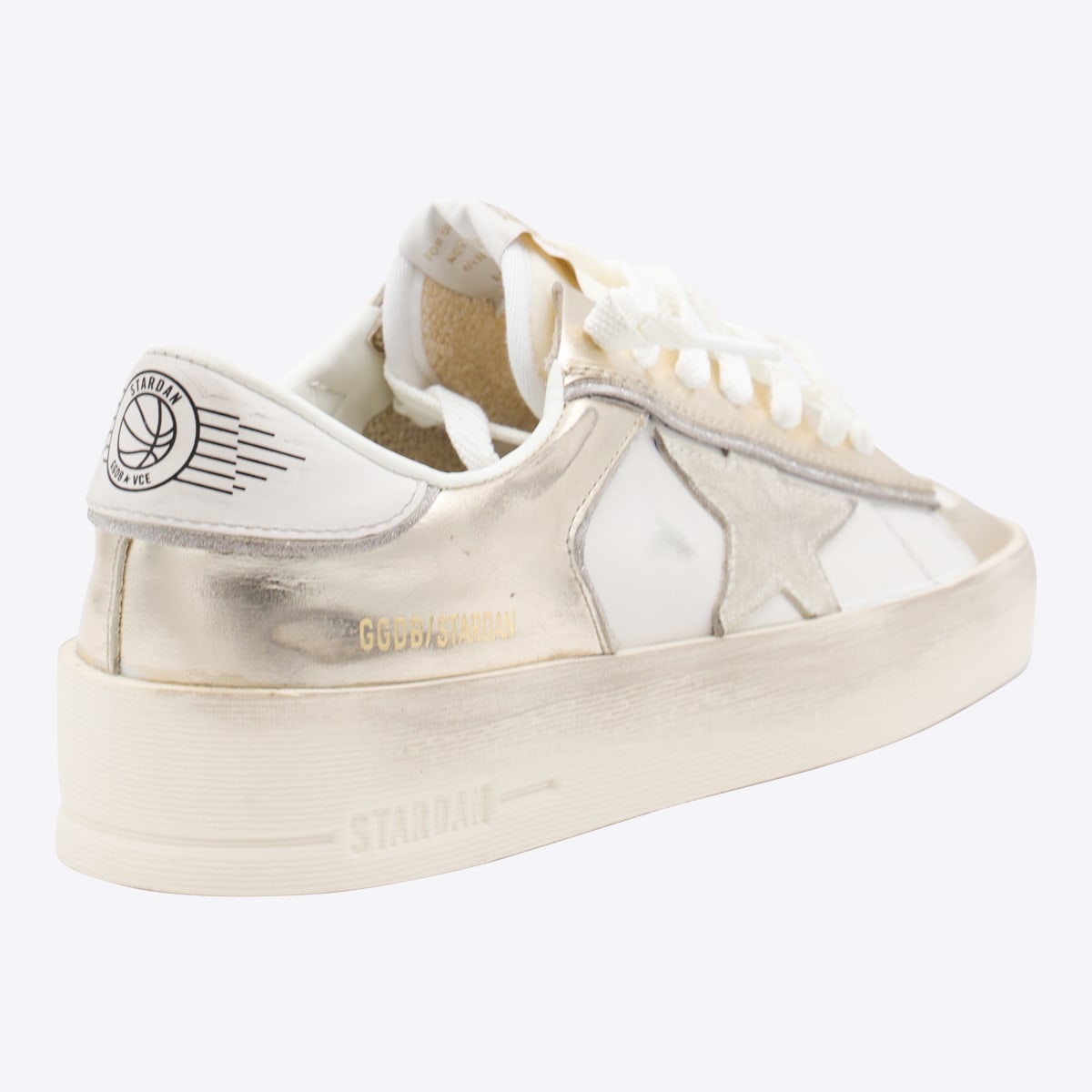 Golden Goose White And Gold Stardan Sneakers In Multi