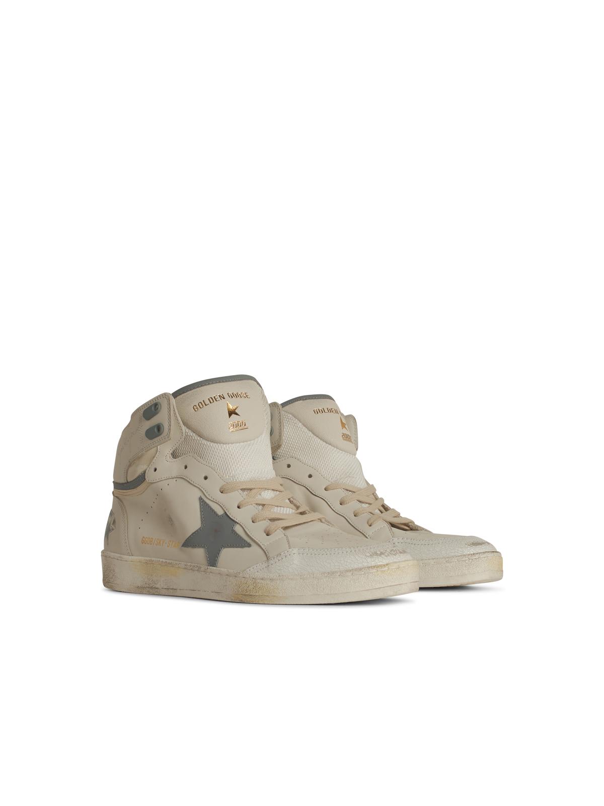Golden Goose Sky Star White Leather Sneakers In Neutral