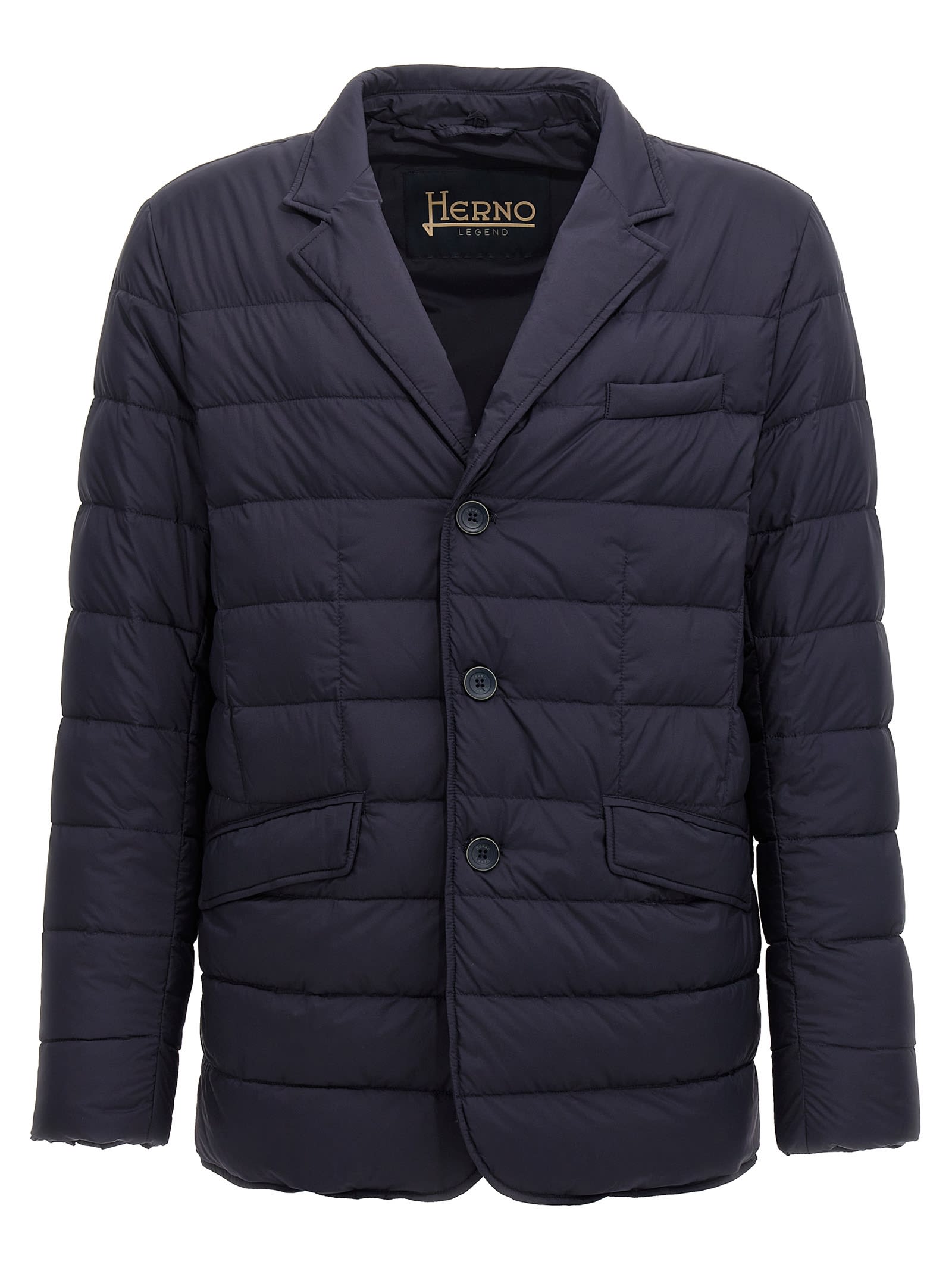 Herno La Giacca Water Resistant Down Blazer With Removable Bib In Blue
