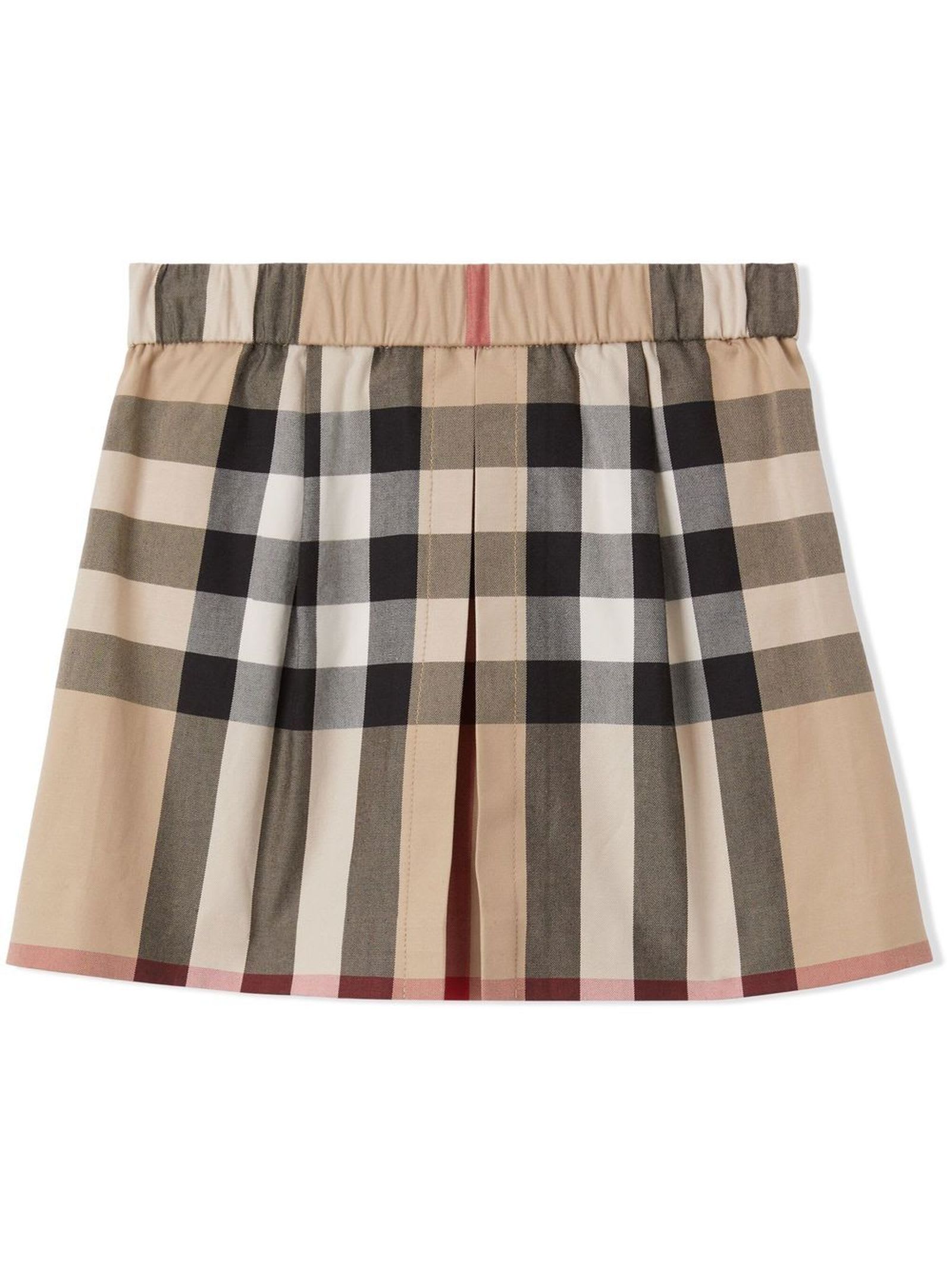 Shop Burberry Beige Cotton Blend Skirt