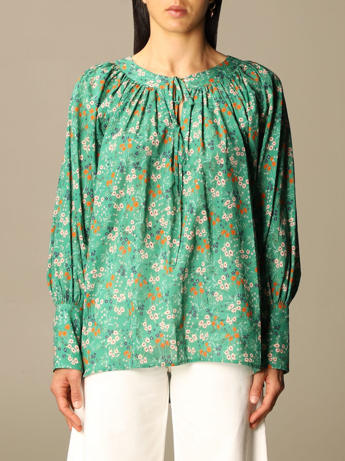 Lautre Chose Top Lautre Chose Blouse In Muslin With Floral Pattern