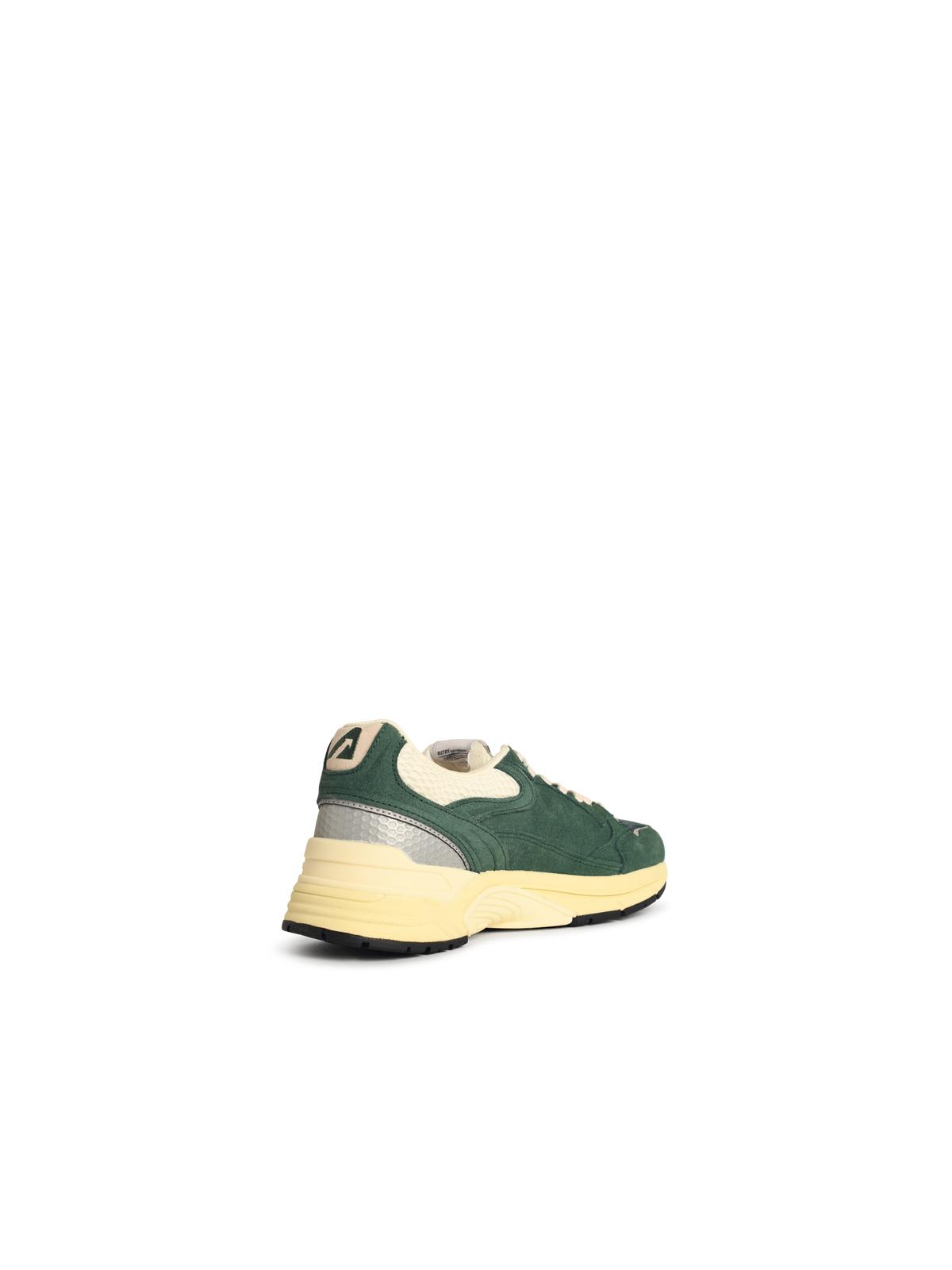 Autry Hyperway Low Malachite And Silver Mesh And Suede Sneakers In Green