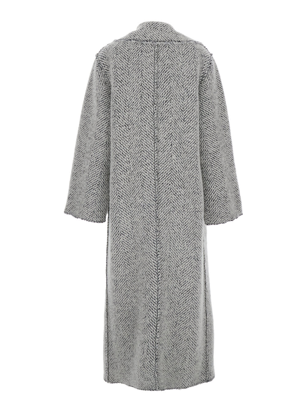 Alberta Ferretti Women Grey Double-breasted Coat With Wide Lapels In Wool Woman In Gray