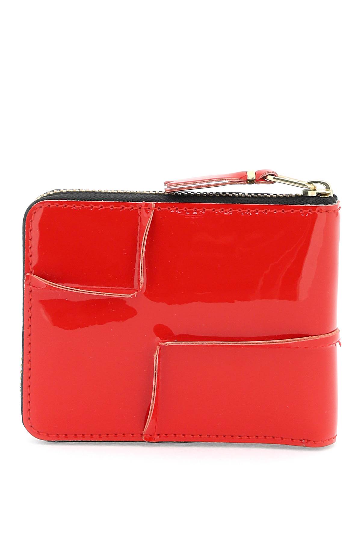 Shop Comme Des Garçons Zip Around Patent Leather Wallet With Zipper In Red (red)