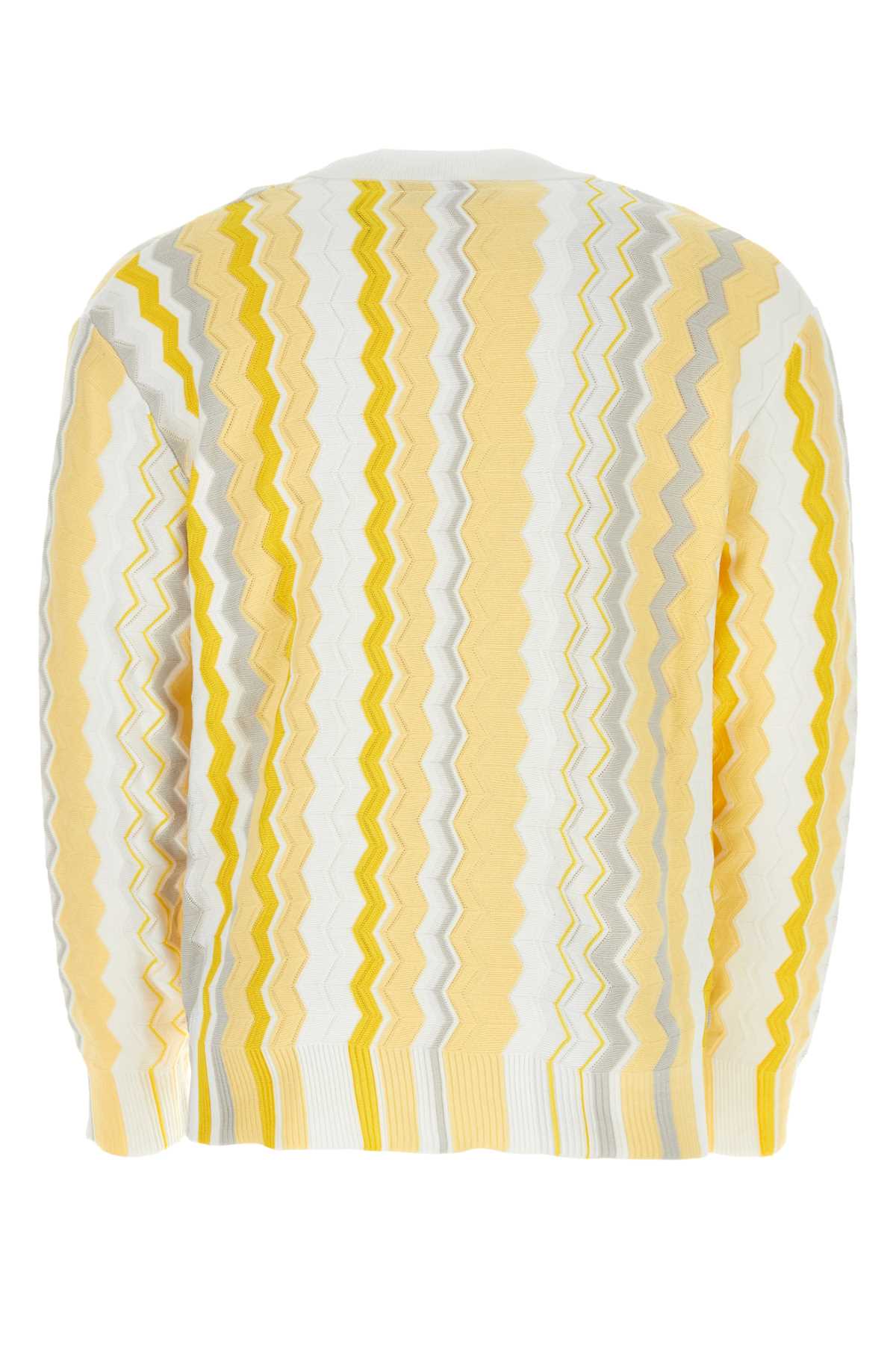 Missoni Embroidered Cotton Blend Cardigan In Whiteyellow