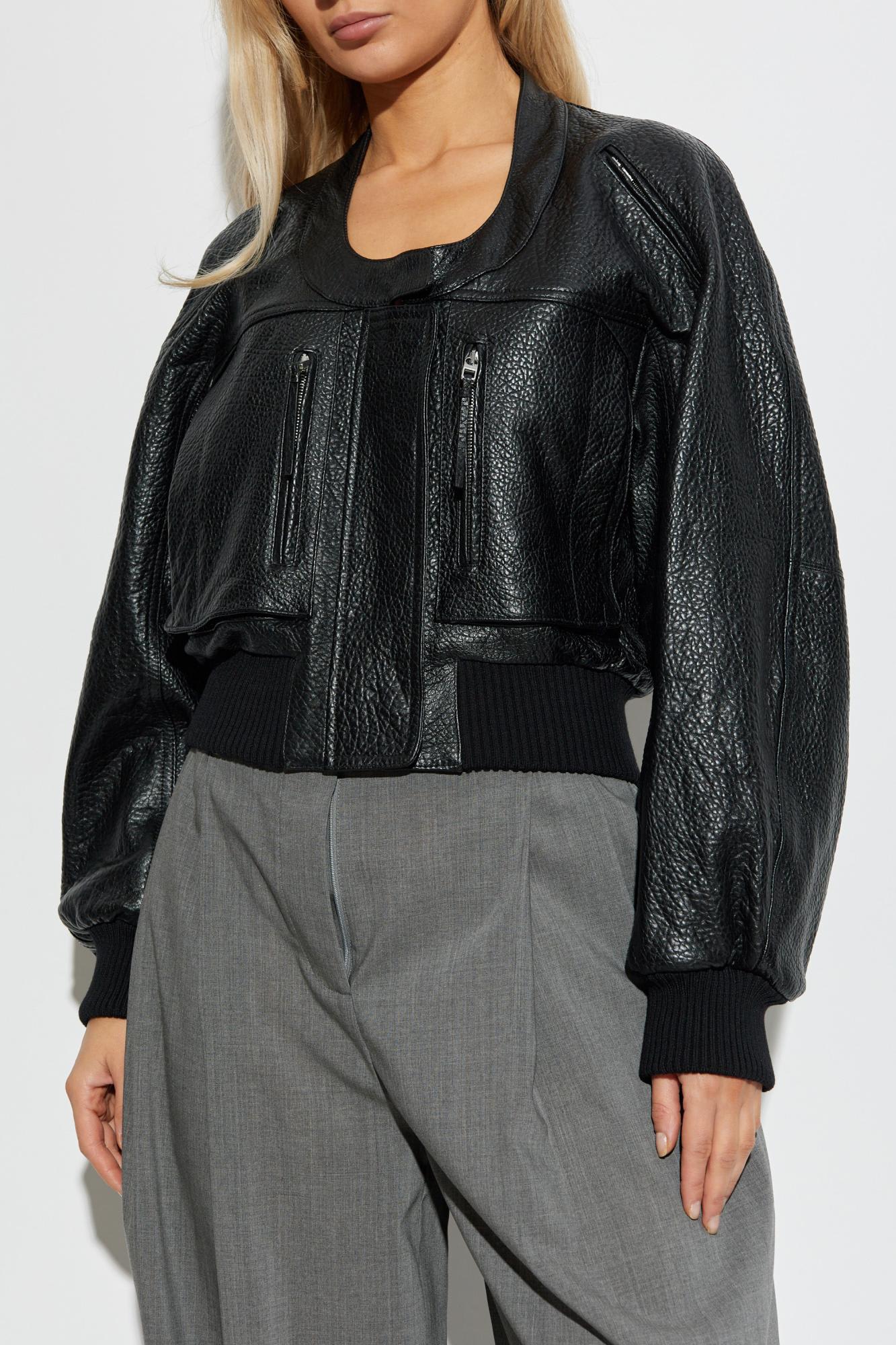Jacquemus Cropped Crewneck Jacket Textured Finish In Black