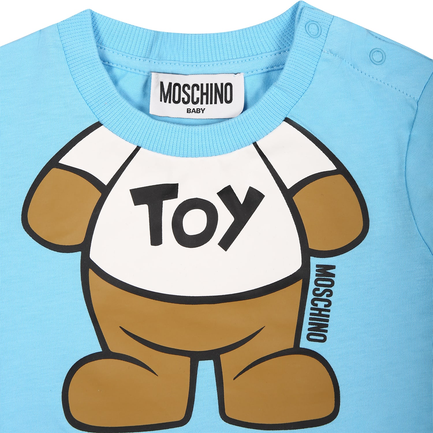 Shop Moschino Light Blue T-shirt For Baby Boy With Teddy Bear