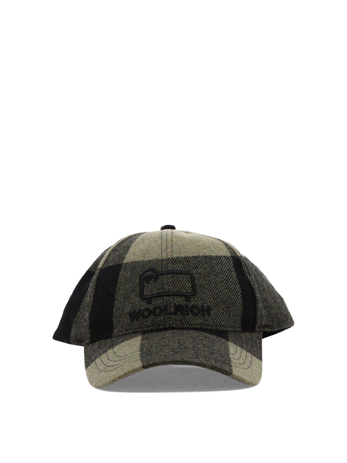 Woolrich Logo Embroidered Checked Baseball Cap