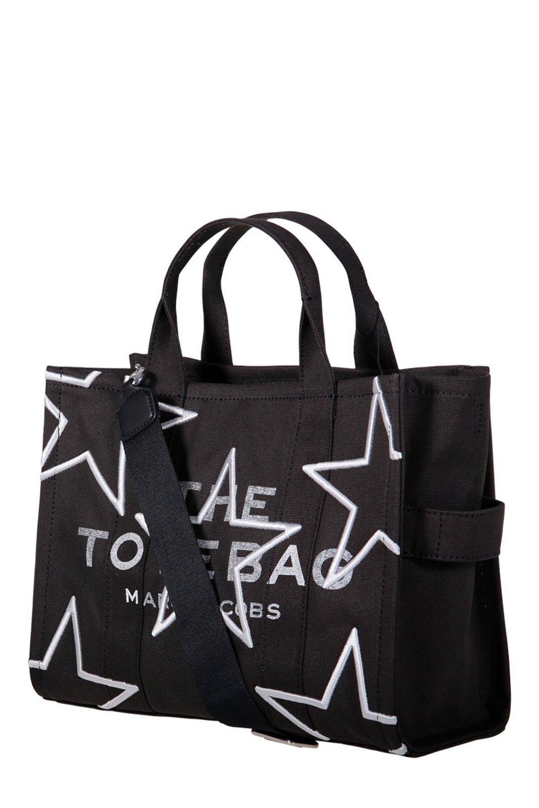 Marc Jacobs The Star Logo Printed Medium Tote Bag In Black