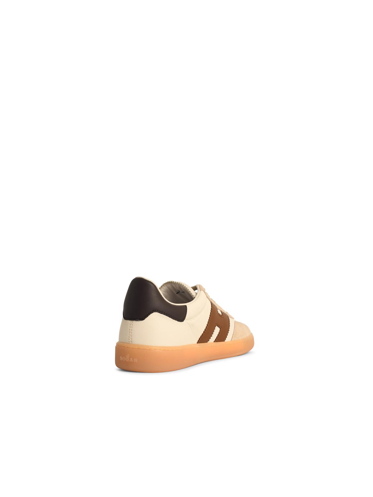Hogan Cool White Leather Sneakers In Brown