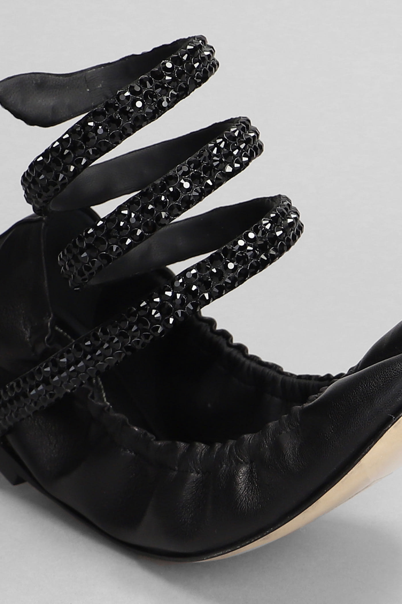 Shop René Caovilla Cleo Ballet Flats In Black Leather