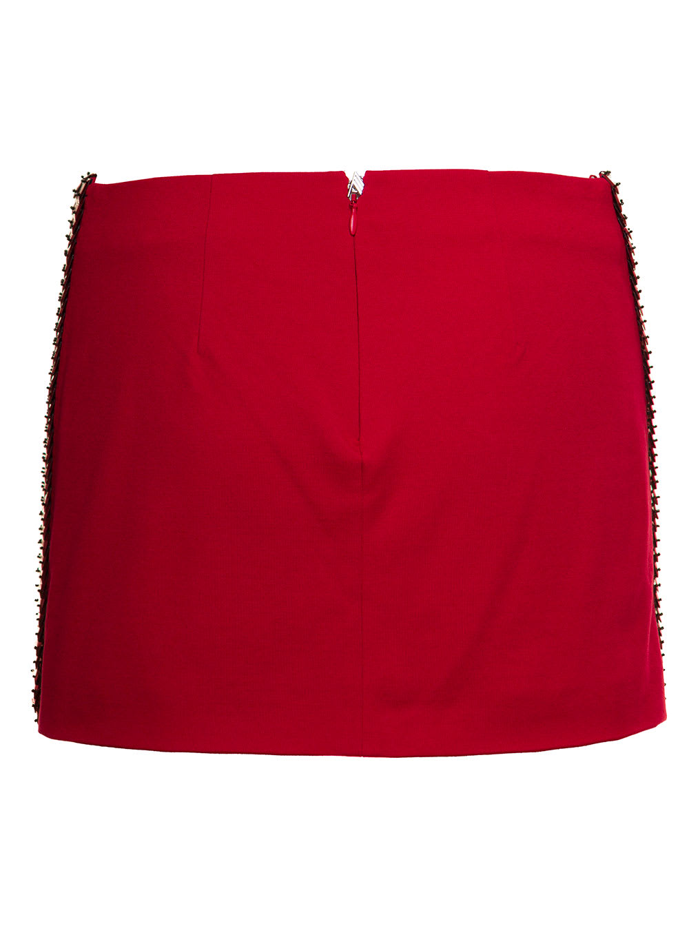 Shop Attico Rue Red Low Waisted Miniskirt With Rectangular Mirror Sequins In Techno Jersey Woman
