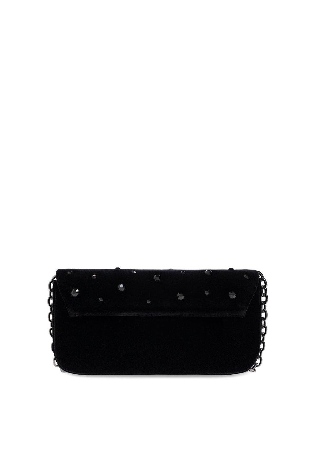 Emporio Armani Velvet Shoulder Bag In Black
