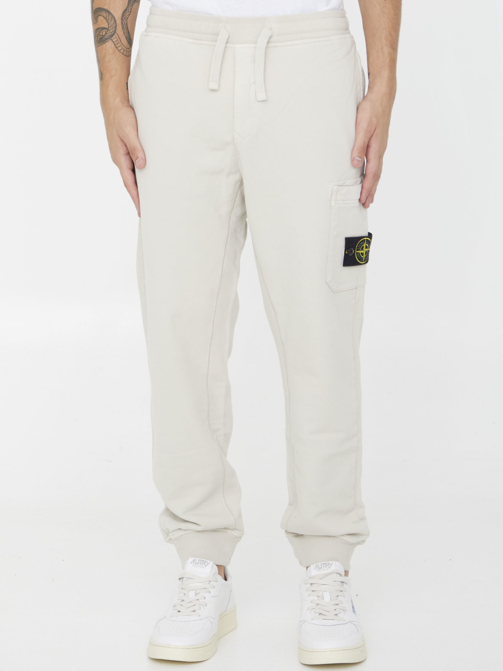 STONE ISLAND COMPASS PATCH COTTON TRACK PANTS