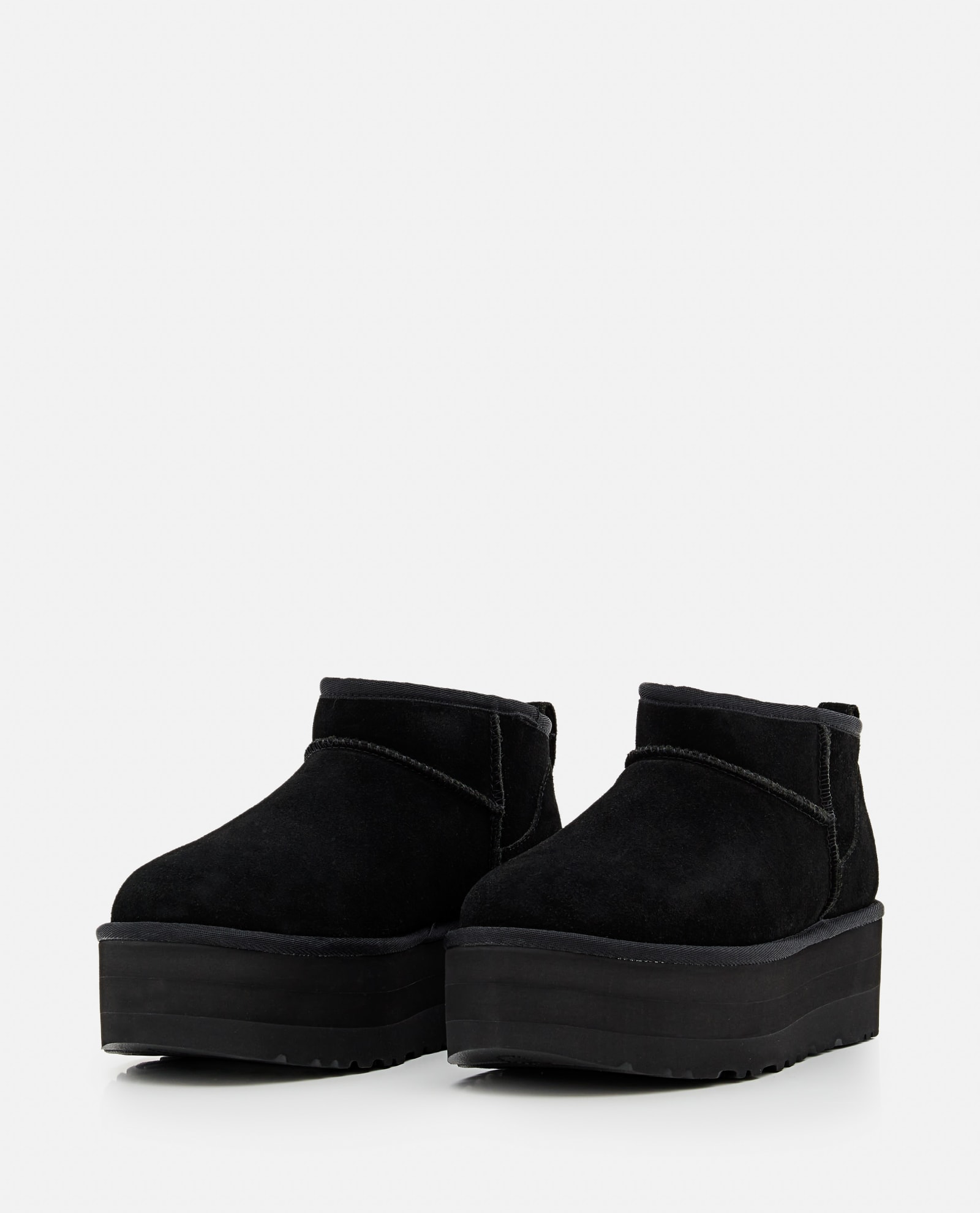 Ugg Classic Ultra Mini Flatform Suede Boots In Black