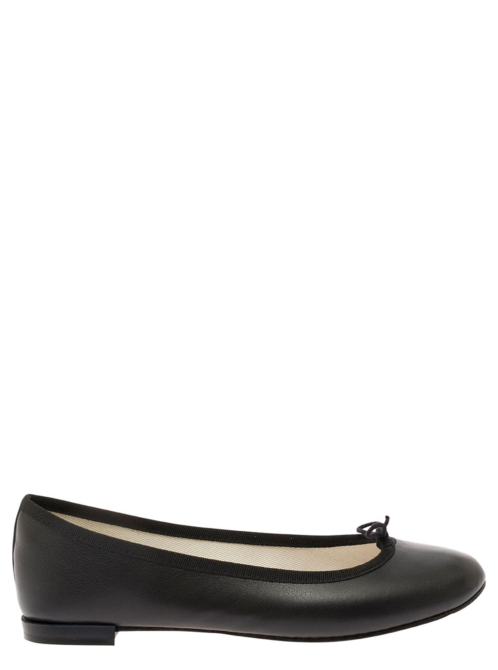 REPETTO CENDRILLON BLACK BALLET FLATS WITH BOW DETAIL IN SMOOTH LEATHER WOMAN