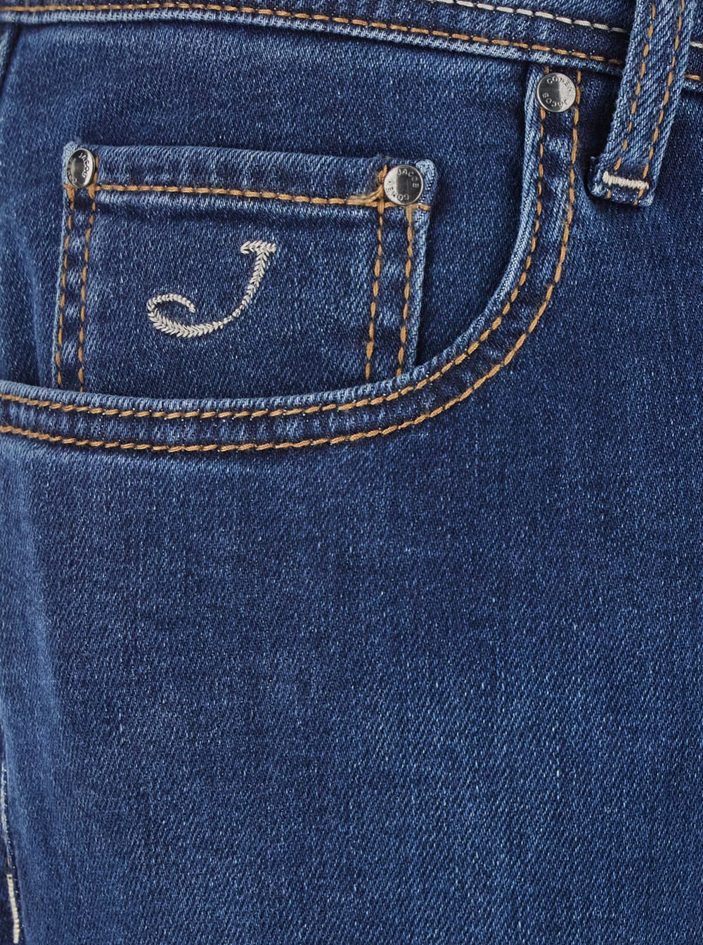 Shop Jacob Cohen Blue Jeans With Belt Loops And Logo Patch On The Rear In Denim Stretch Man
