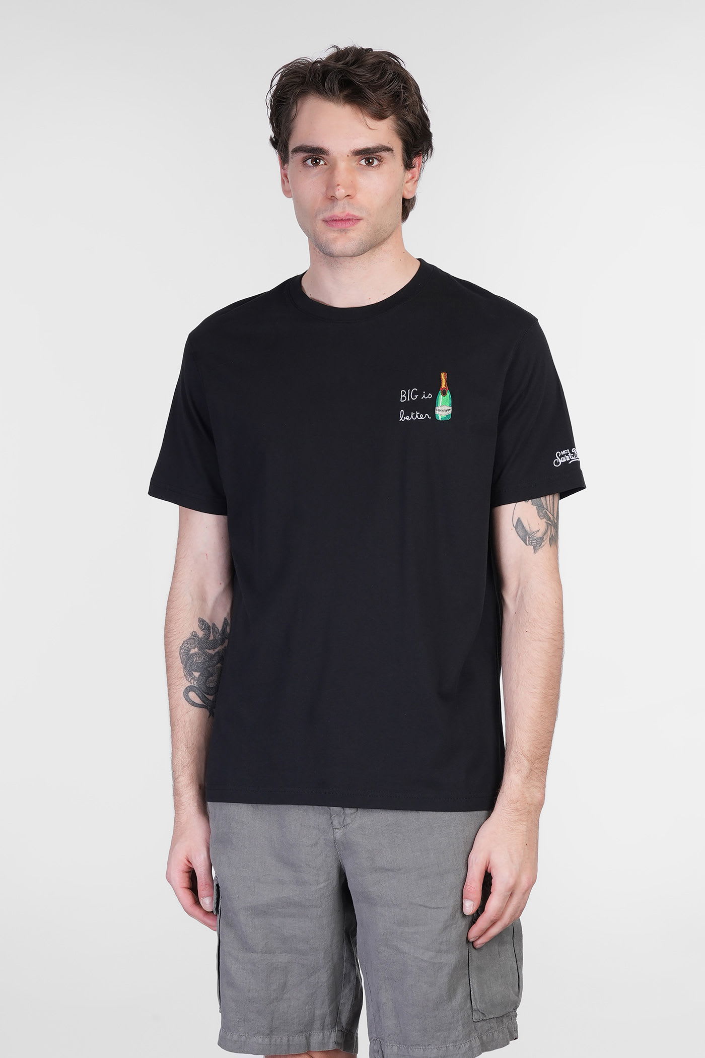 Mc2 Saint Barth Portofino T-shirt In Black Cotton In Black