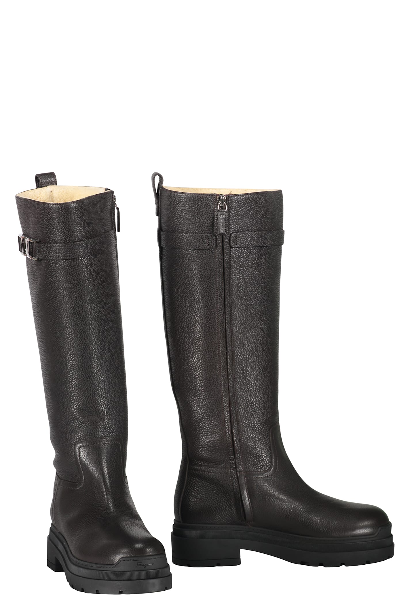 Ferragamo Woman Boot Black Size 7.5 Leather In Black