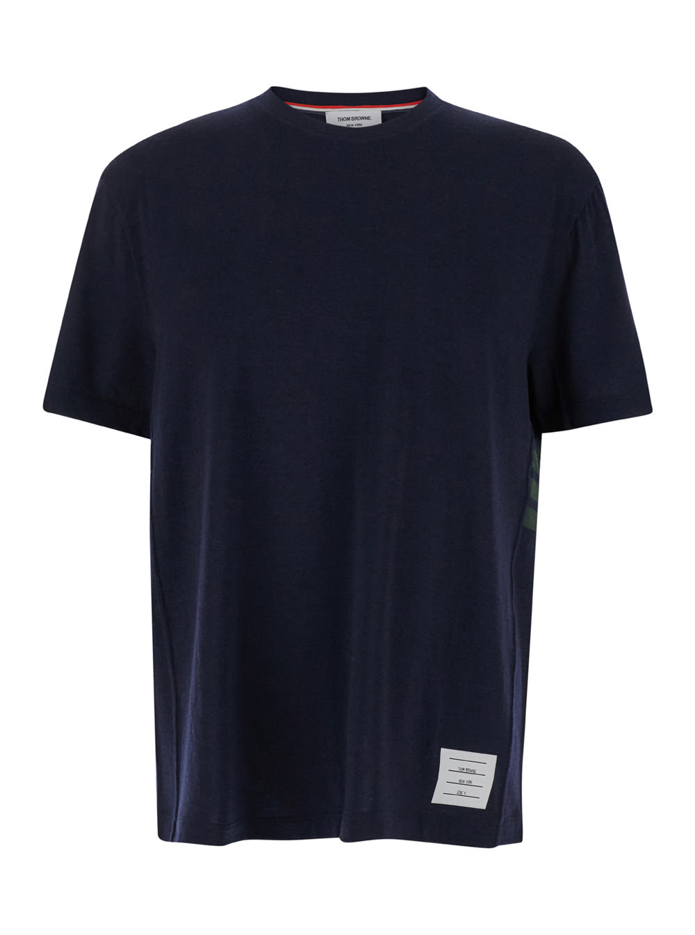 Shop Thom Browne Blue T-shirt With Logo Patch In Stretch Wool Man