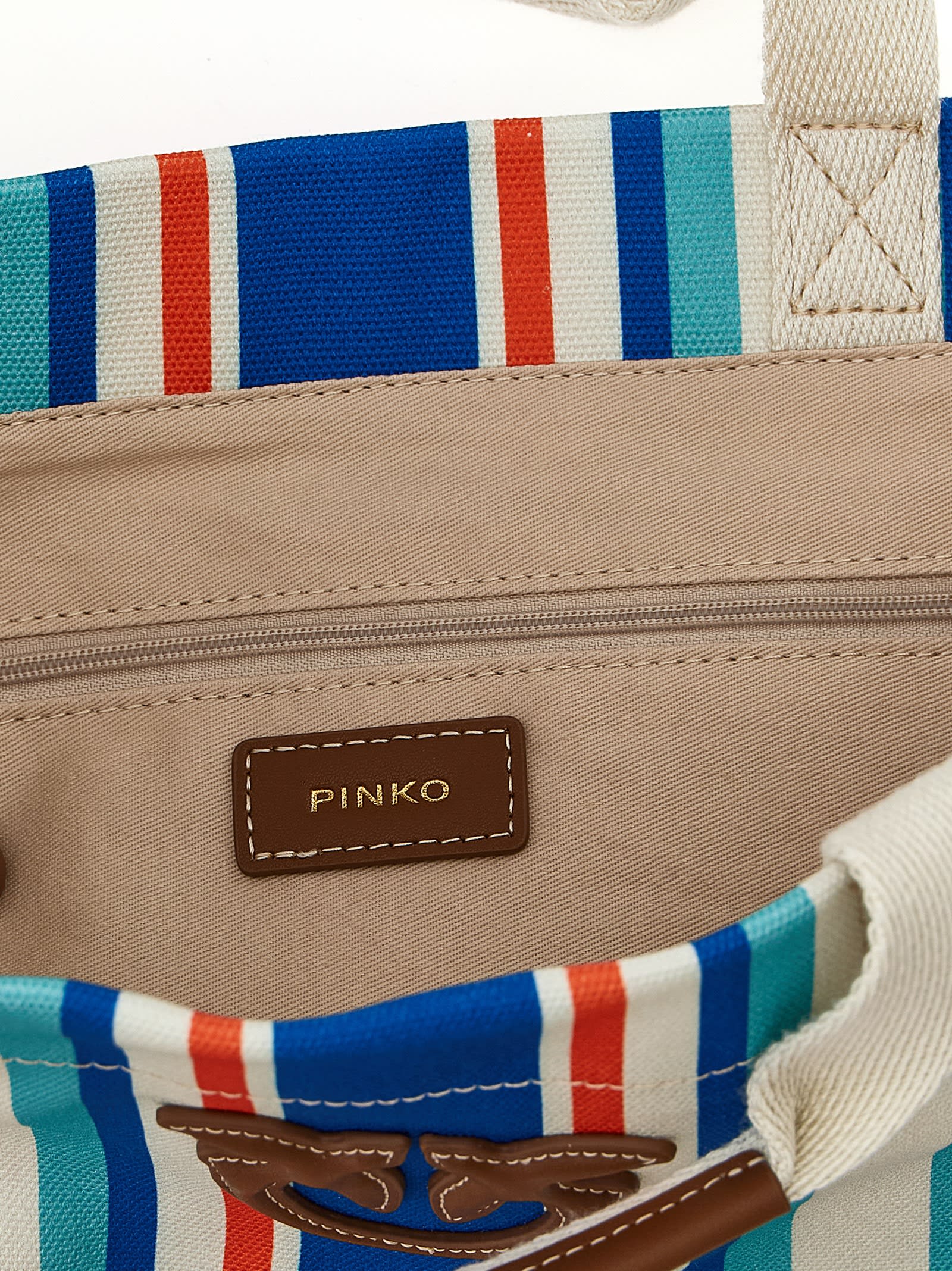 Pinko Maxi Stripes Shopping Bag Tote Bag Multicolor In Blue