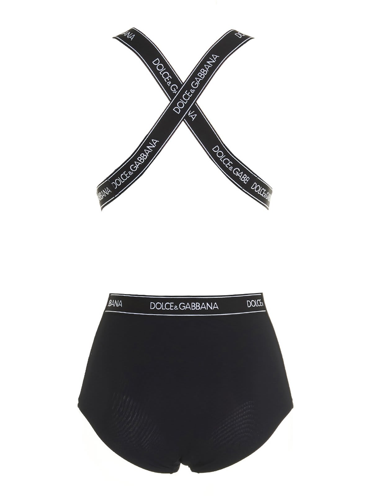 Shop Dolce & Gabbana Logo Tape Swimsuit In Black