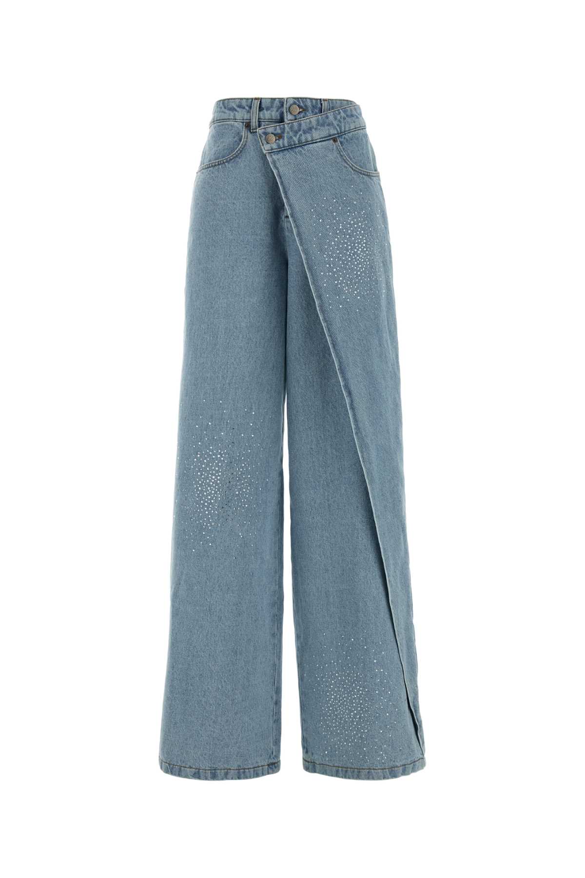 Giuseppe Di Morabito Wide-leg Jeans Featuring Asymmetric Overlay In Blue