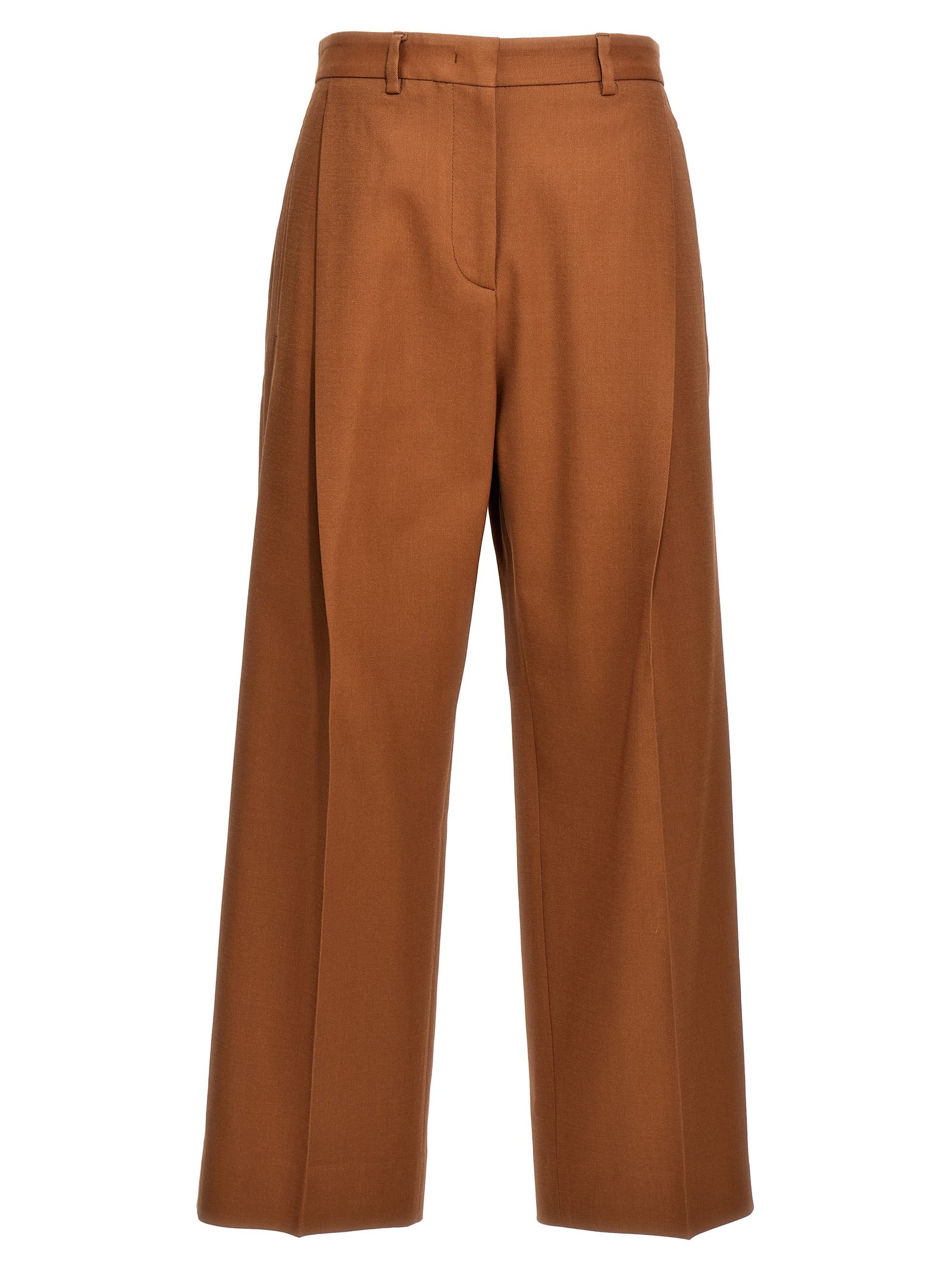 Shop Alberto Biani Gabardine Trousers In Brown