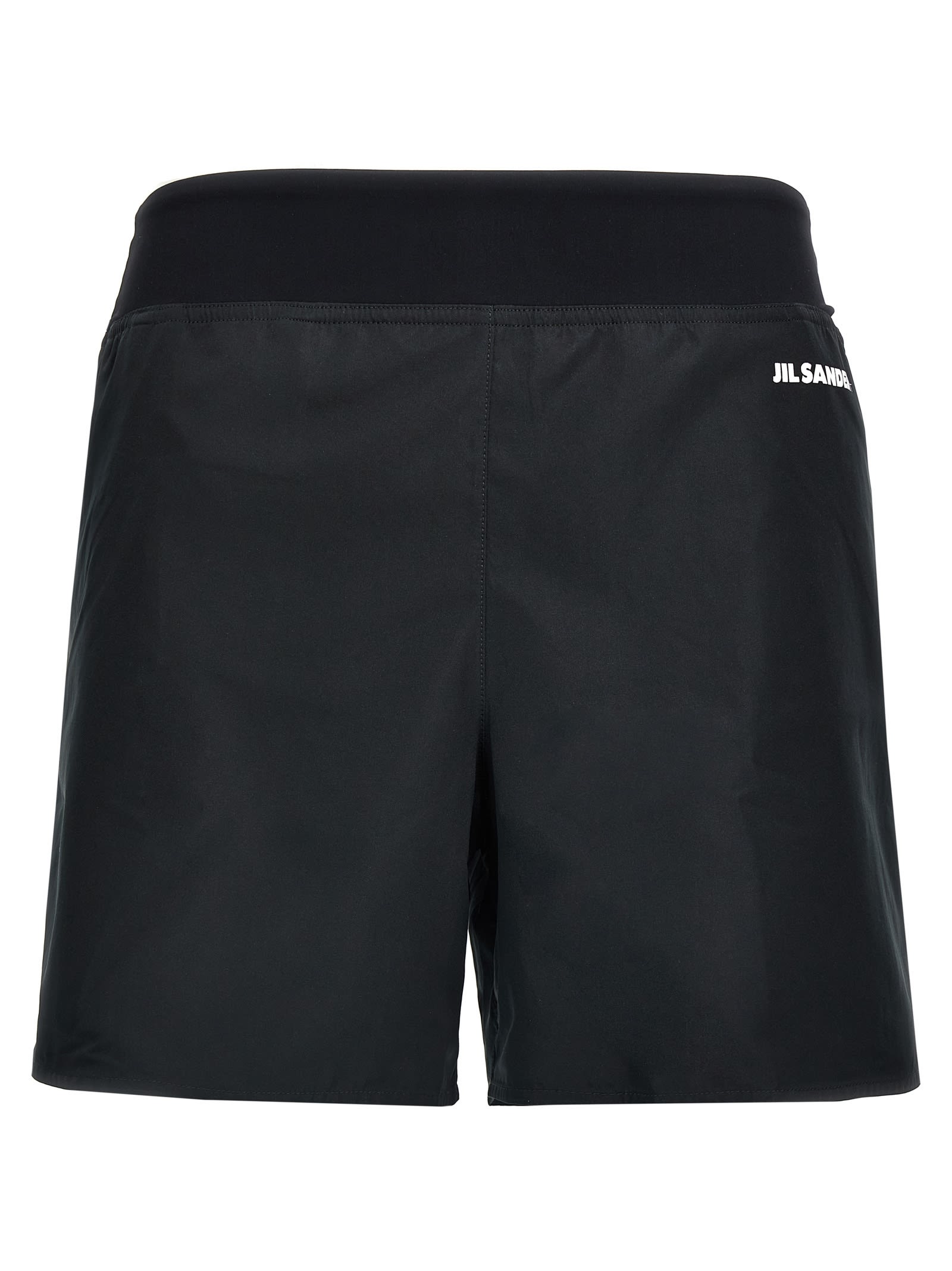 Jil Sander Knee-length Elastic Waistband Lightweight Shorts In Black