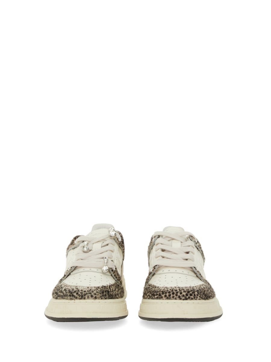 Premiata Low-top Sneaker With Spotted Animal Print And Textured Sole In Multi