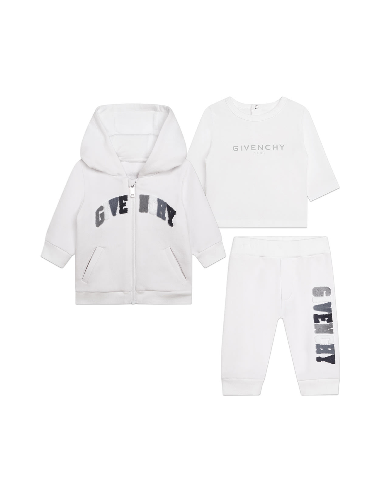 GIVENCHY WHITE 3-PIECE SET WITH CONTRASTING TERRYCLOTH LOGO