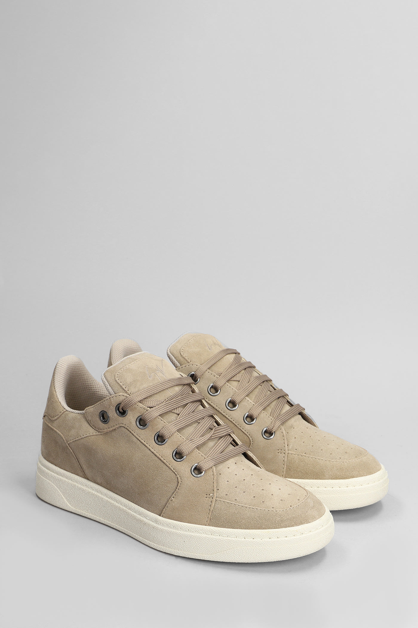 Shop Giuseppe Zanotti Gz94 Sneakers In Beige Suede