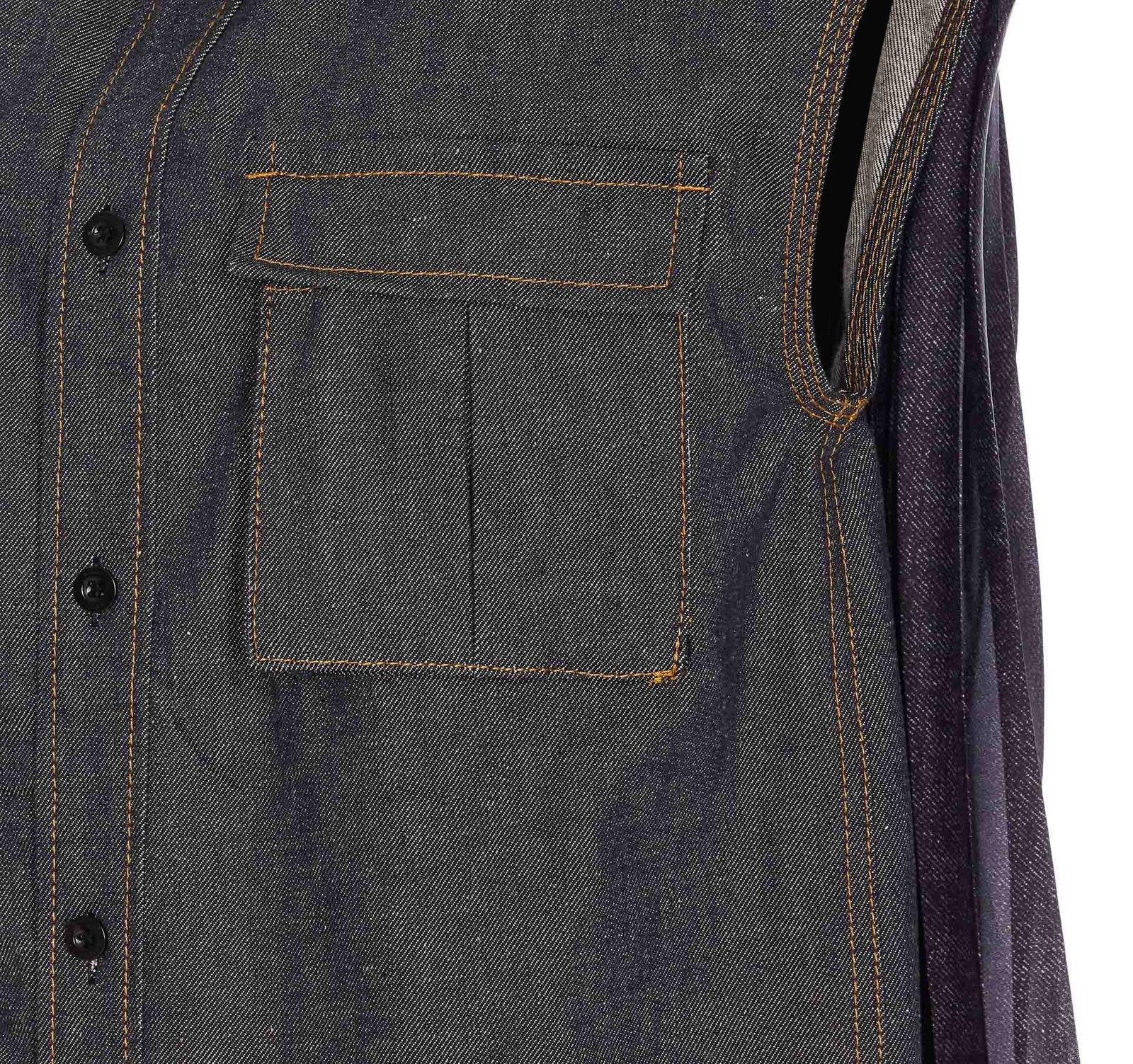 SACAI COLLARED PLEATED SLEEVELESS SHIRT