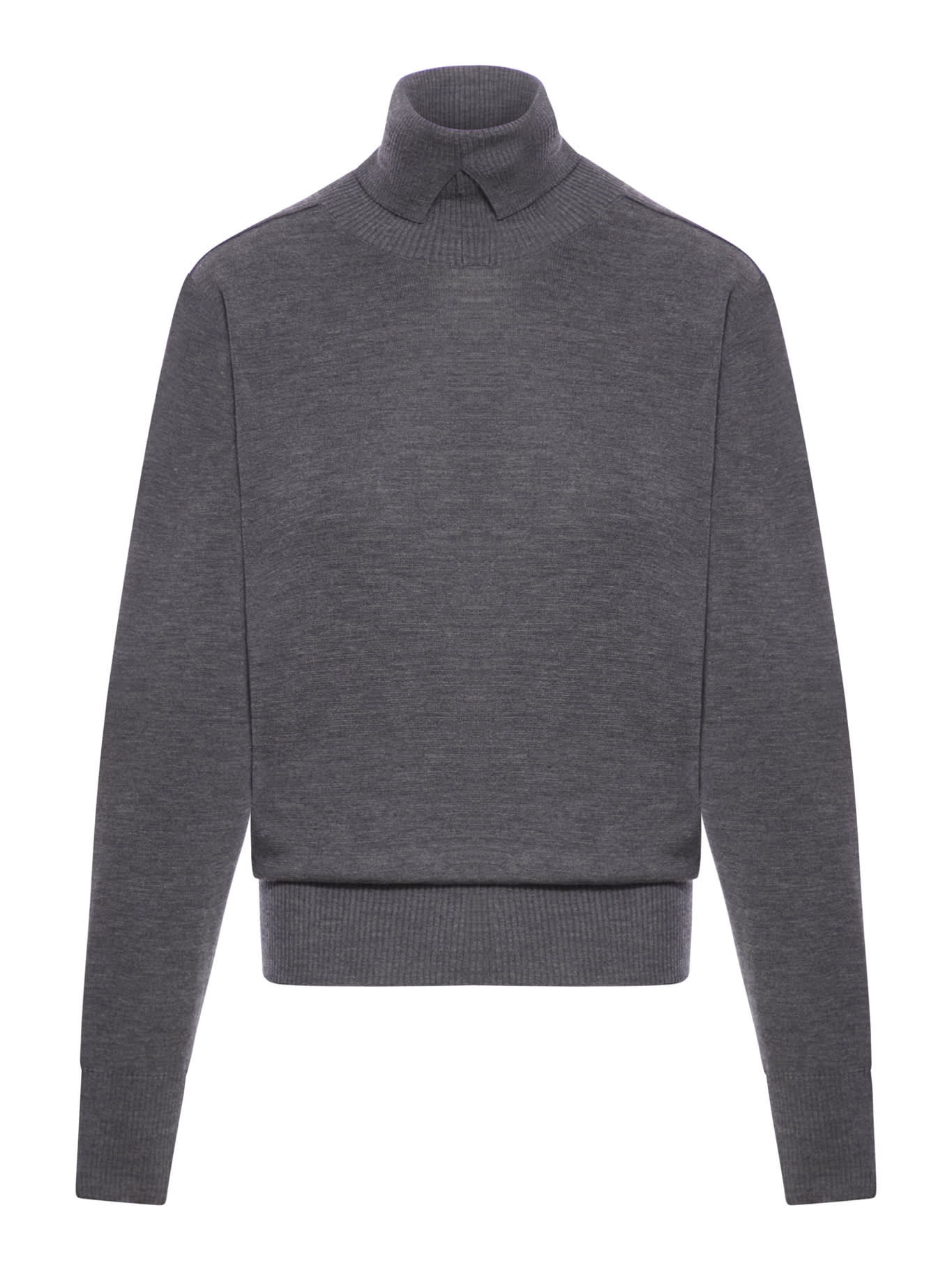 Shop Burberry Wool Pullover In Mid Grey