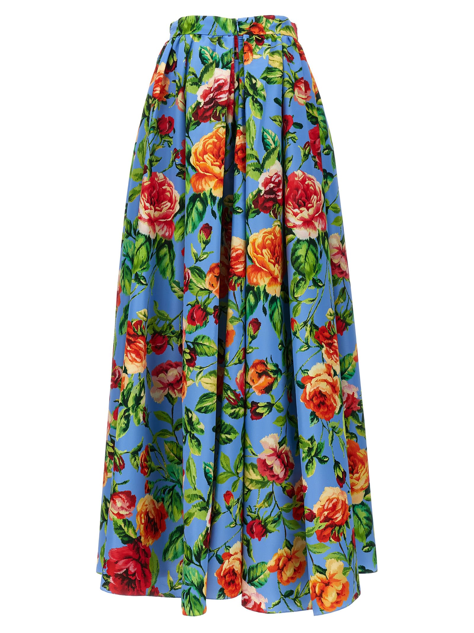 Shop Carolina Herrera Long Floral Skirt In Multicolor