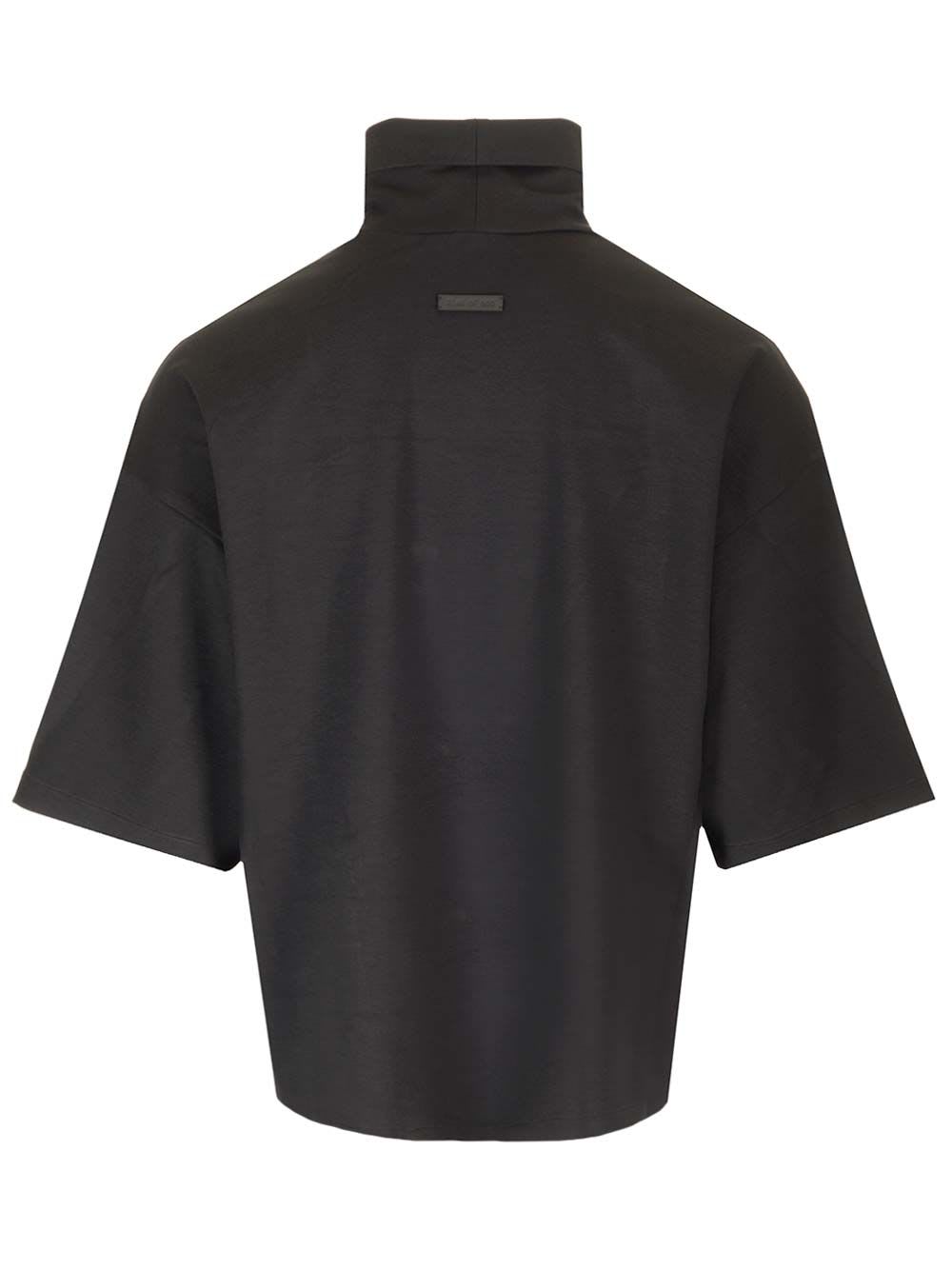 Shop Fear Of God Milano High Neck Tee T-shirt In Black