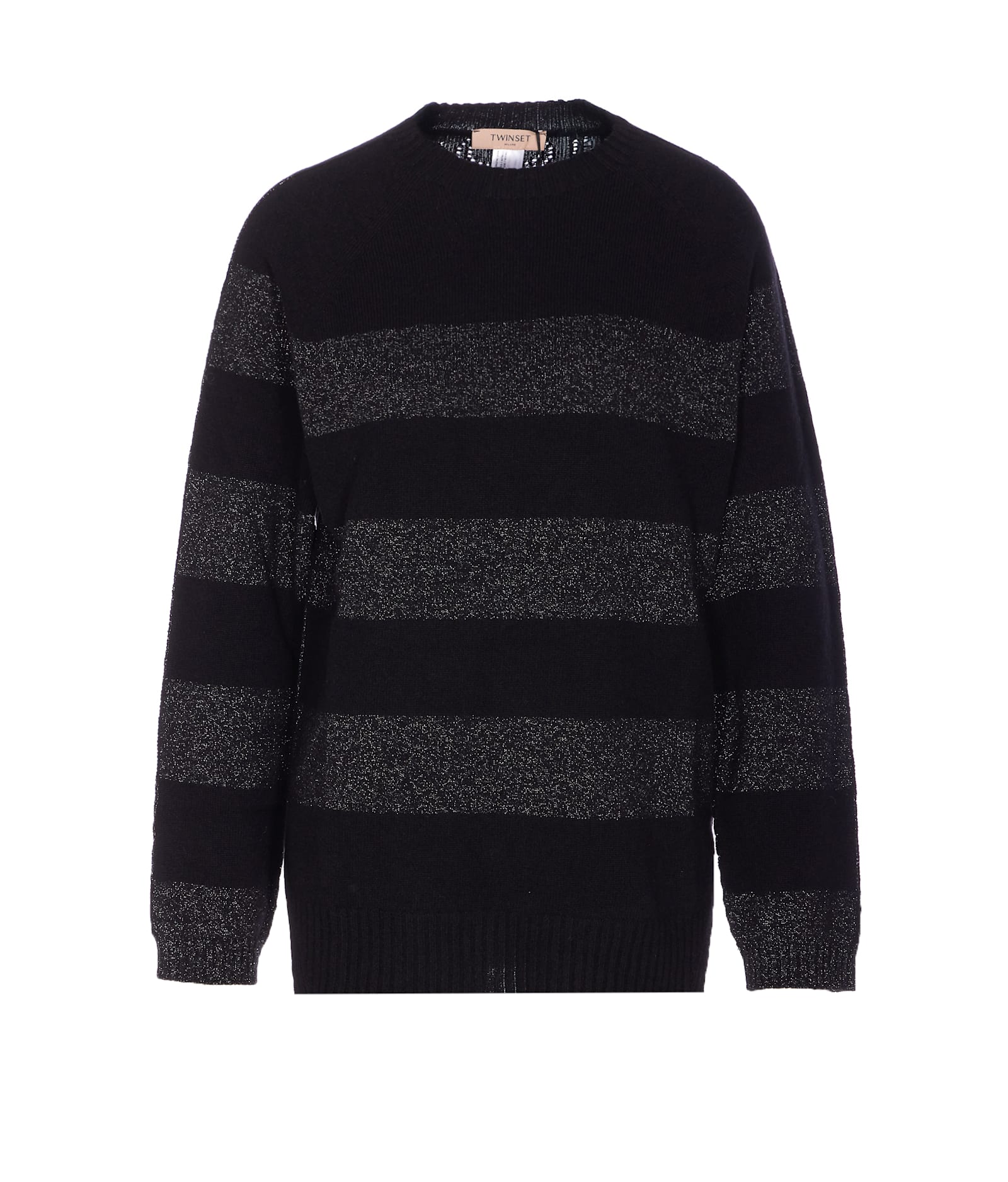 Twinset Striped-pattern Sweater In Black
