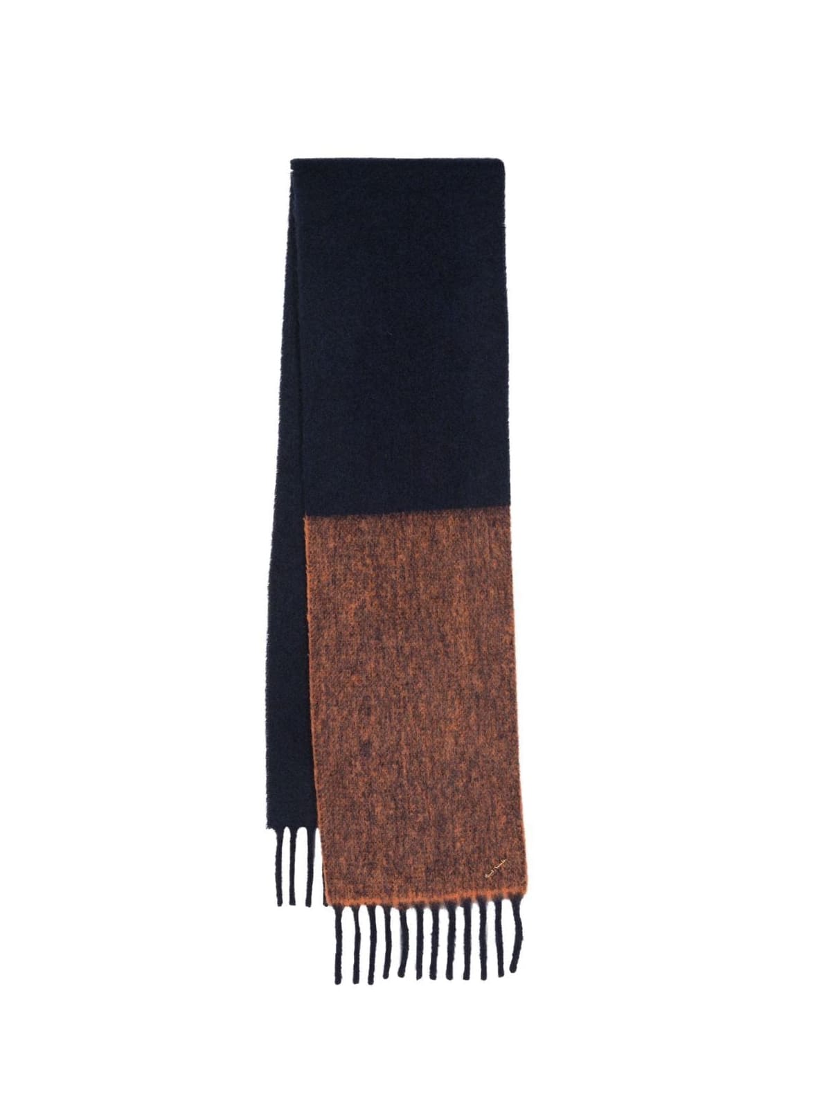 Ps By Paul Smith Fringed Knitted Scarf In Navy
