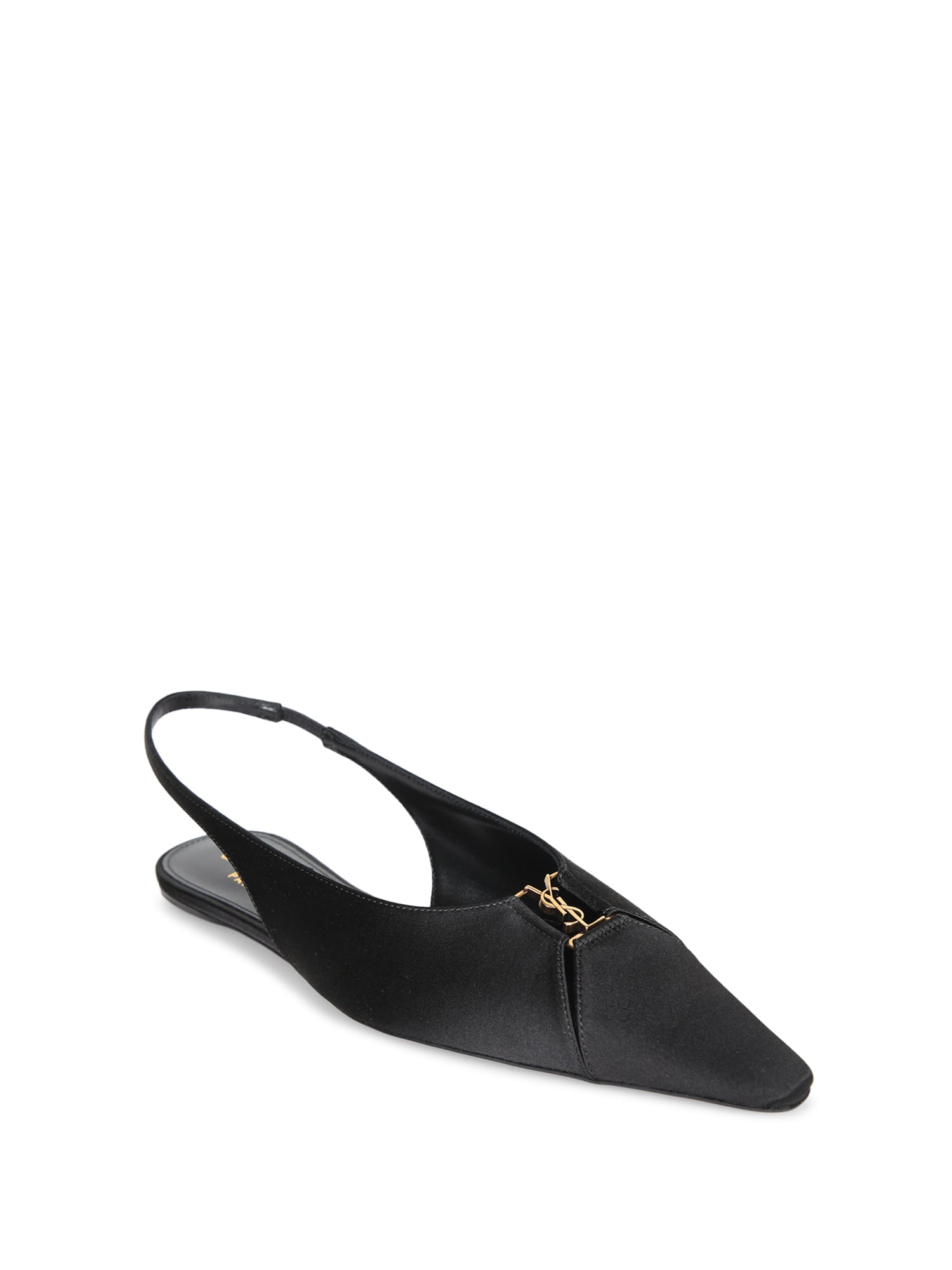 Saint Laurent Babylone Leather Slingback Ballets In Black