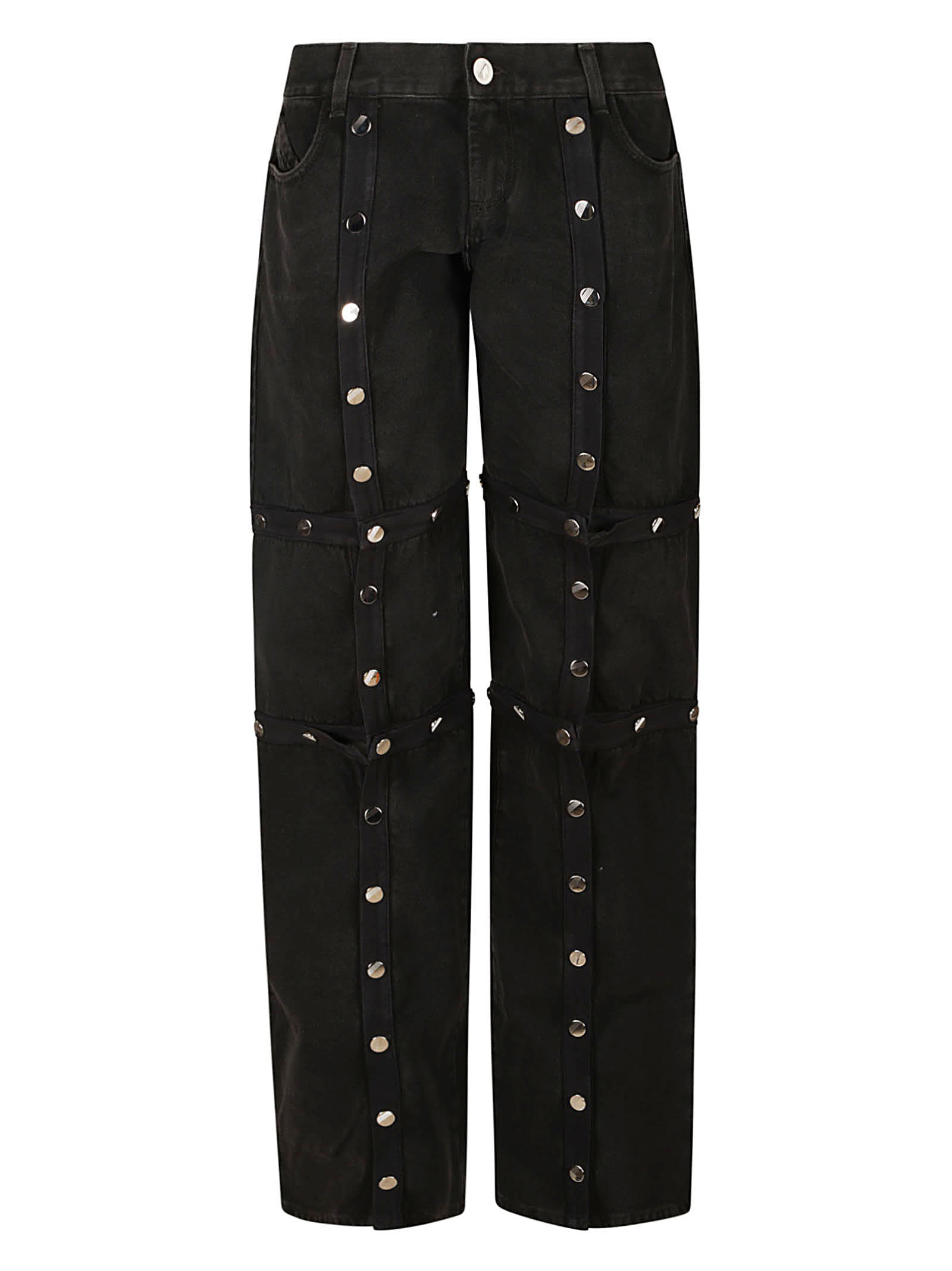 Shop Attico Baggy Studded Jeans In Black