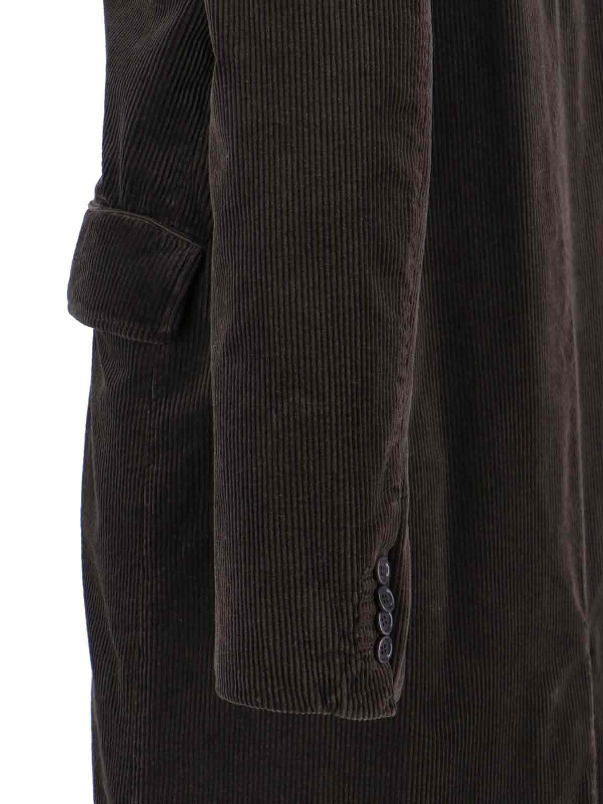 Aspesi Corduroy Flap Pockets Longline Notched Lapels In Brown