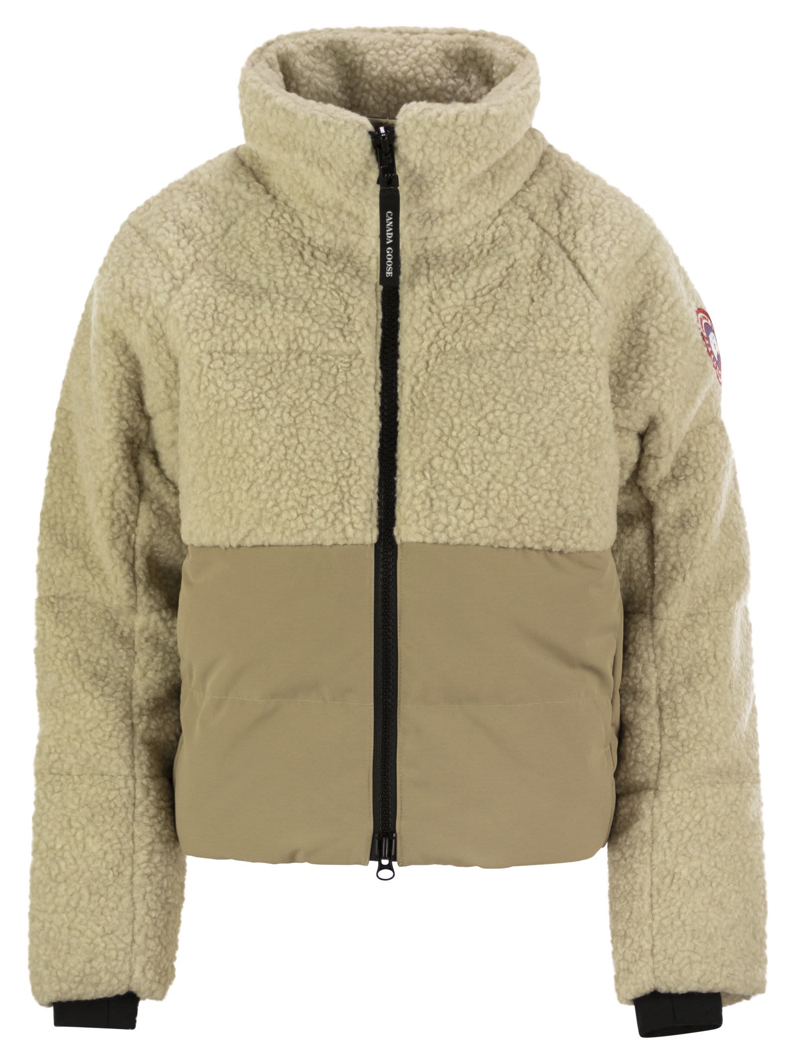 Shop Canada Goose Elora Puffer - Short Down Jacket In Beige