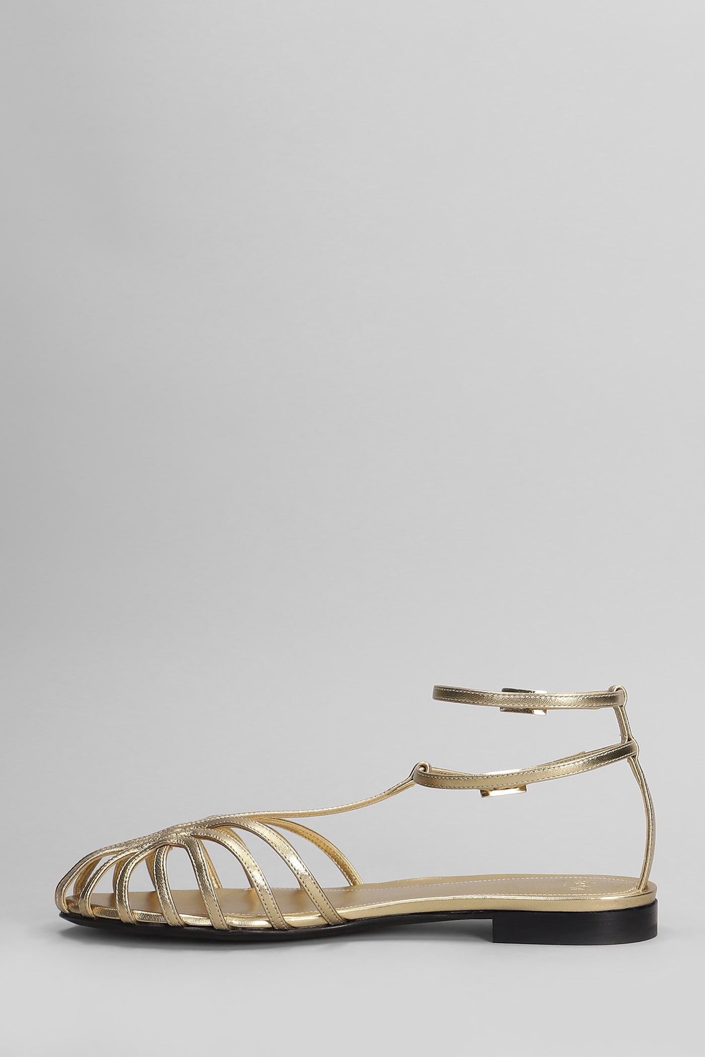 Alevì Elena 005 Flats In Gold Leather In Gold