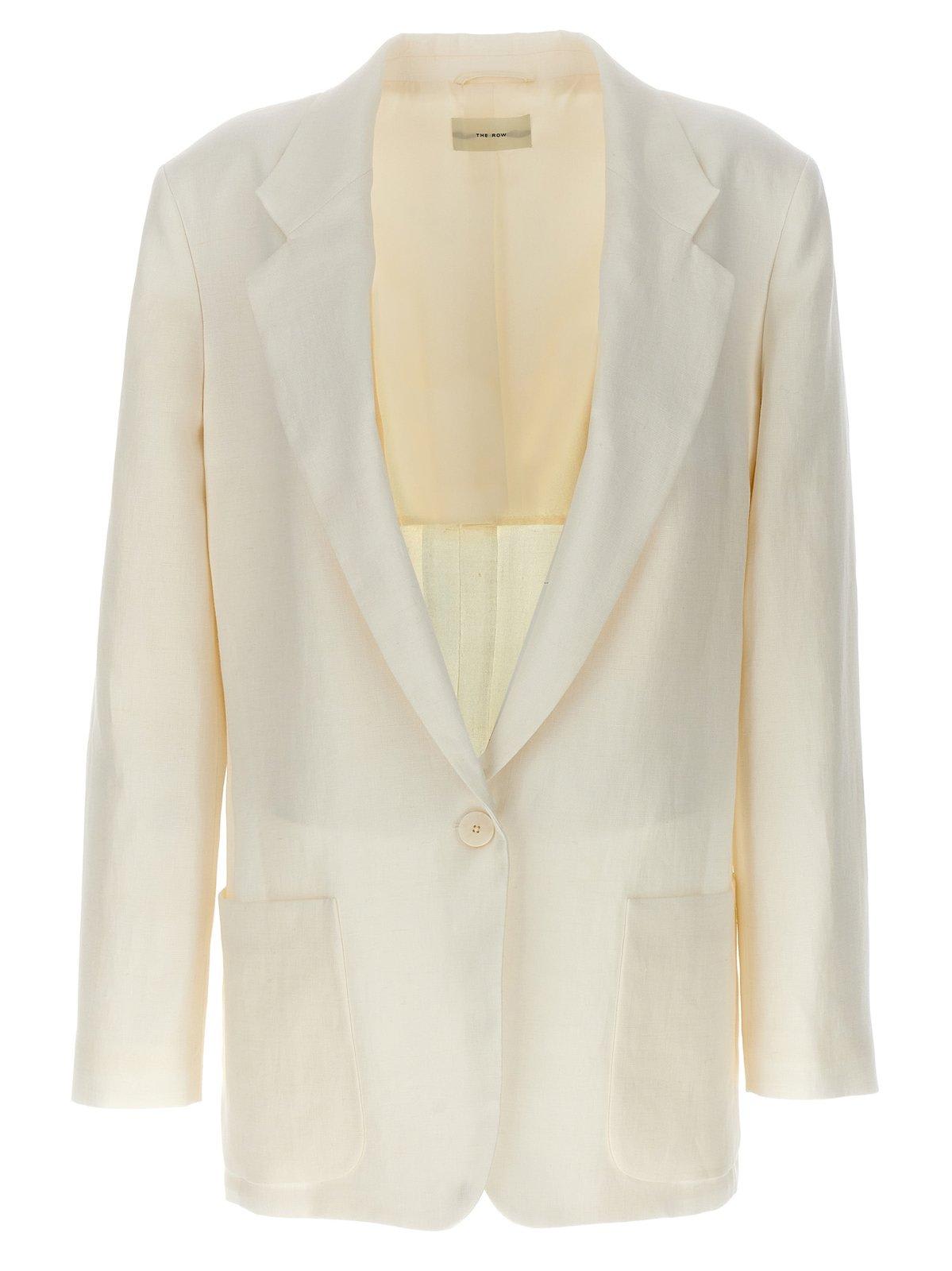 Shop The Row Enza Single Breasted Tailored Blazer In Neutrals